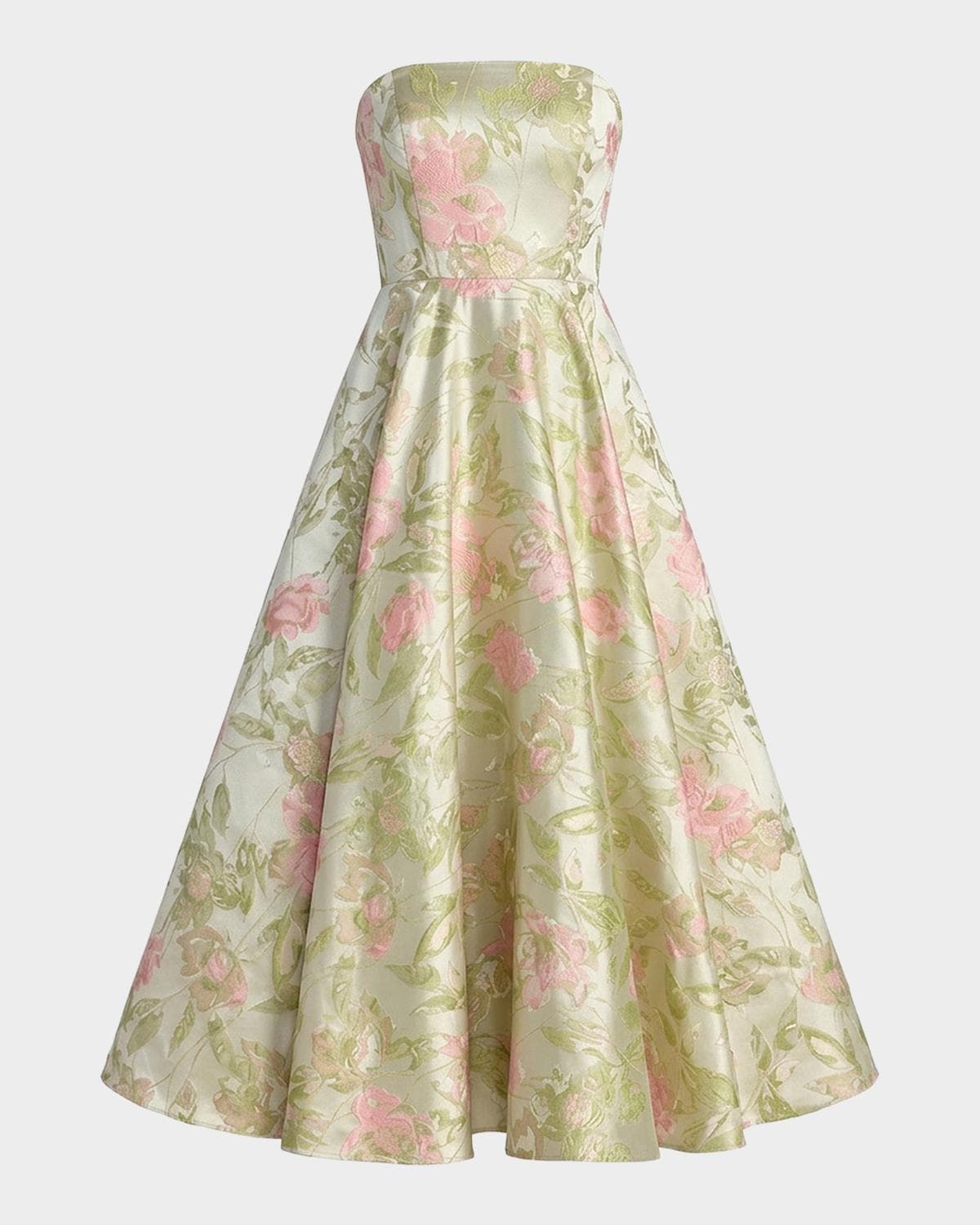 Mac Duggal Floral Brocade Strapless A-Line Cocktail Dress