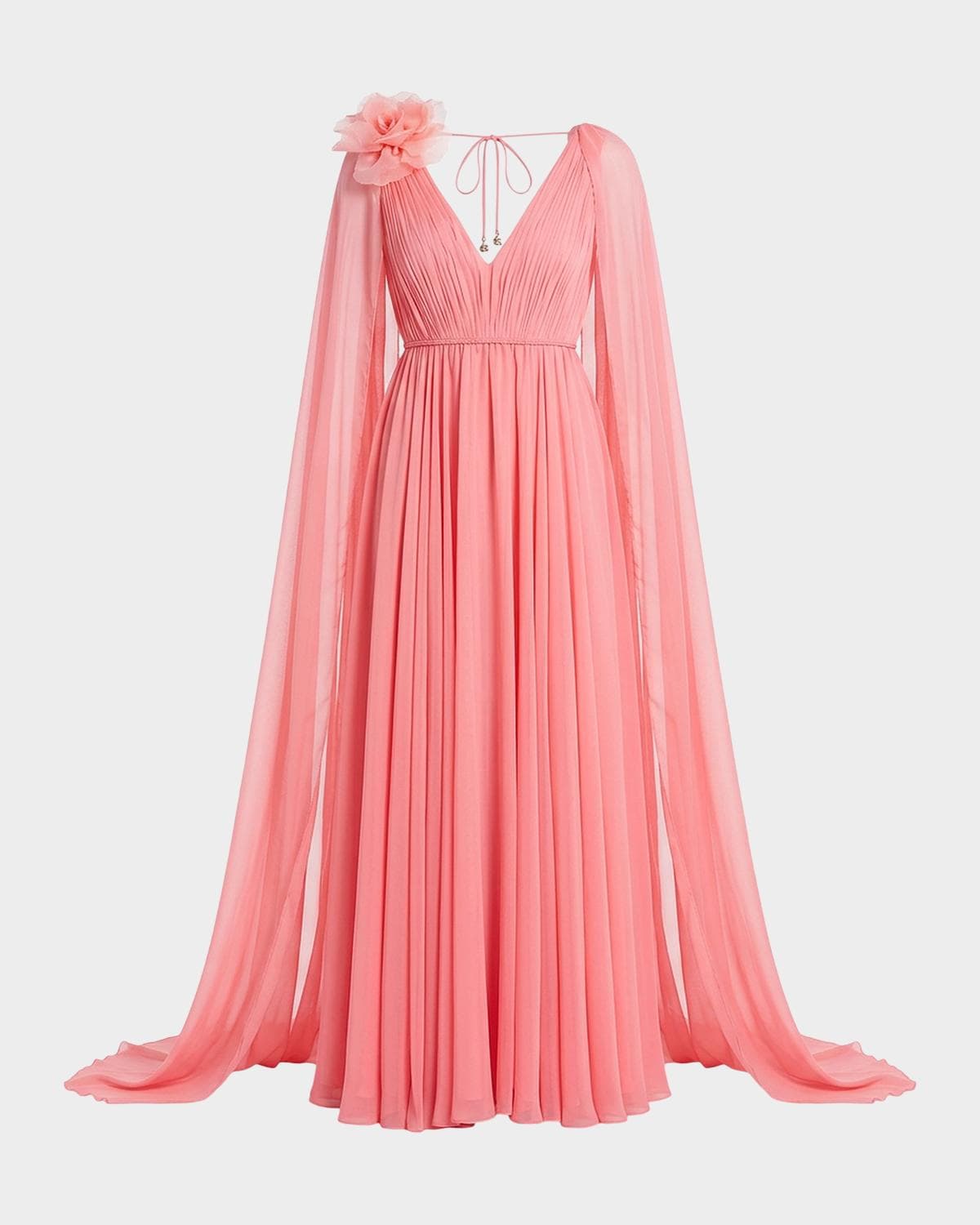 Mac Duggal Cape-Sleeve Chiffon Gown