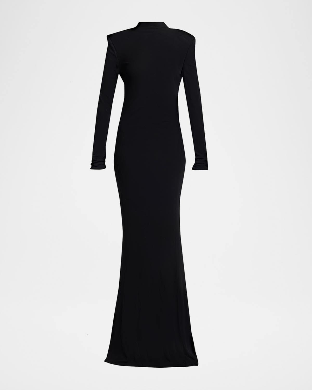 TOM FORD Mock-Neck Strong-Shoulder Cutout Gown