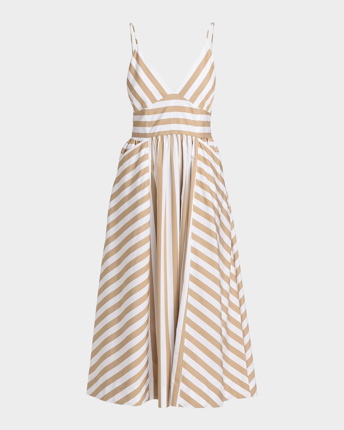 Tanya Taylor Vivien Striped Cotton Midi Dress