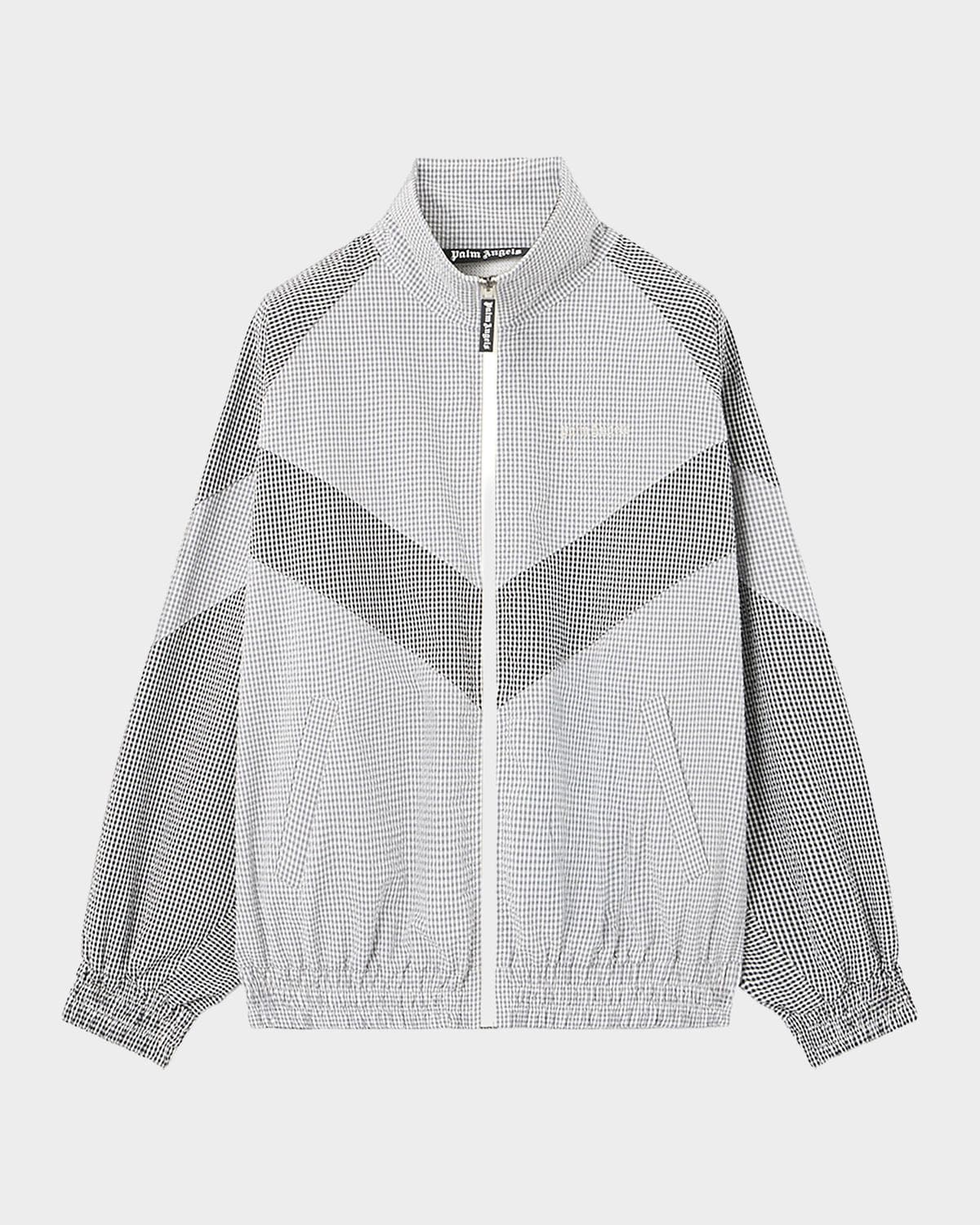 Palm Angels Men's Logo Vichy Micro-Gingham Track Jacket