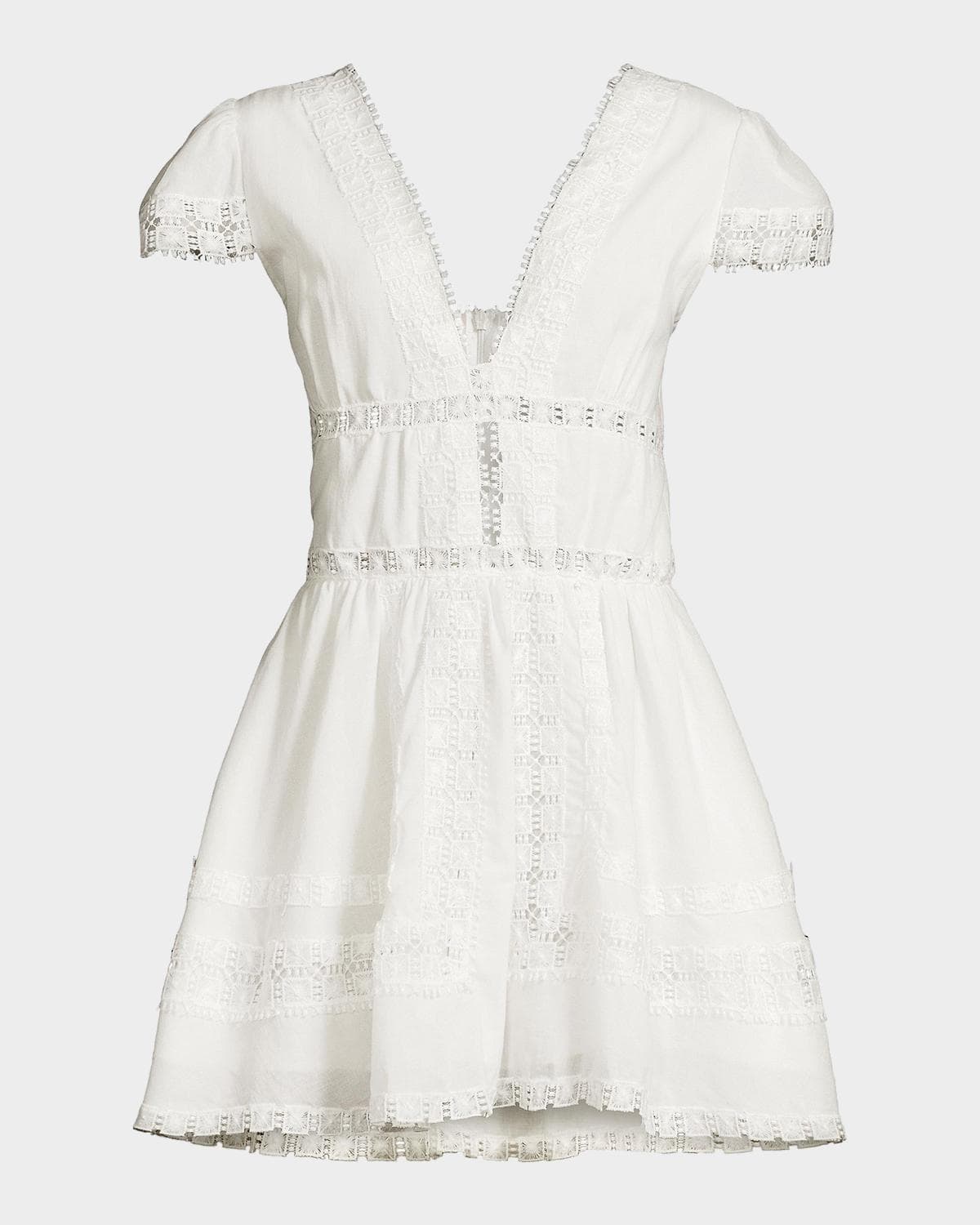 Peixoto Piper Lace-Trimmed Cotton Mini Dress