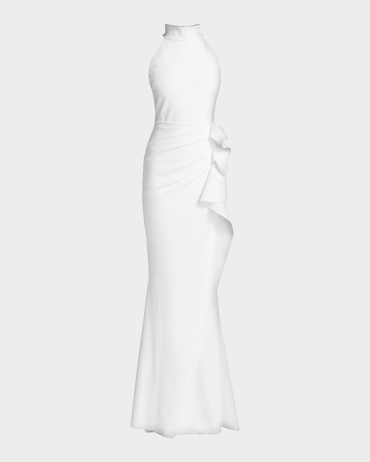 Chiara Boni La Petite Robe Gudrum Halter Ruffle Gown