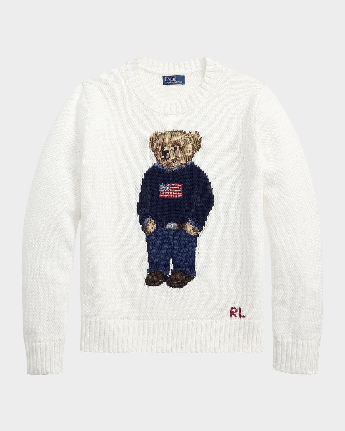 Polo Ralph Lauren Polo Bear Linen-Cotton Crewneck Sweater