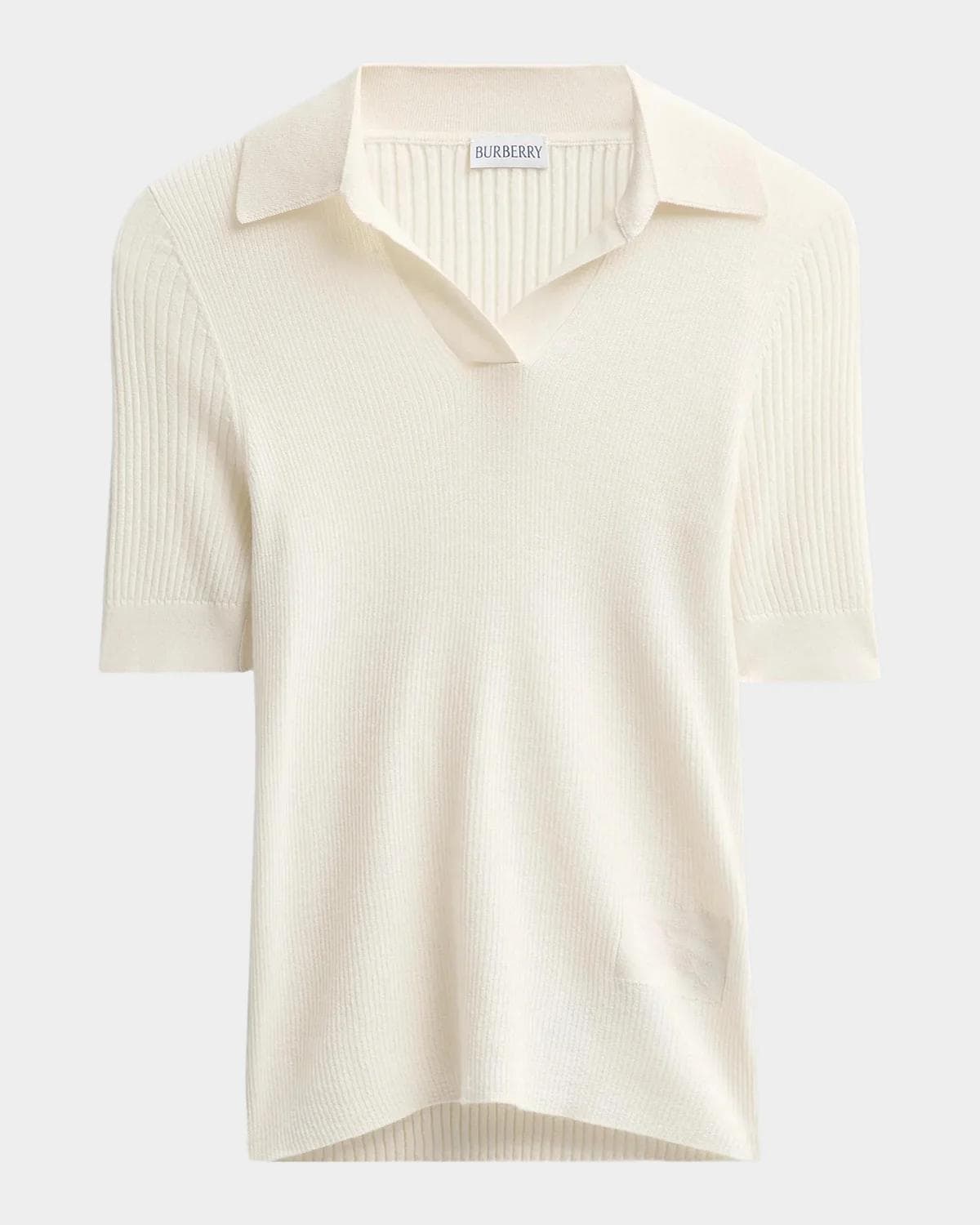 Burberry Rain Rib-Knit Cashmere Polo Shirt