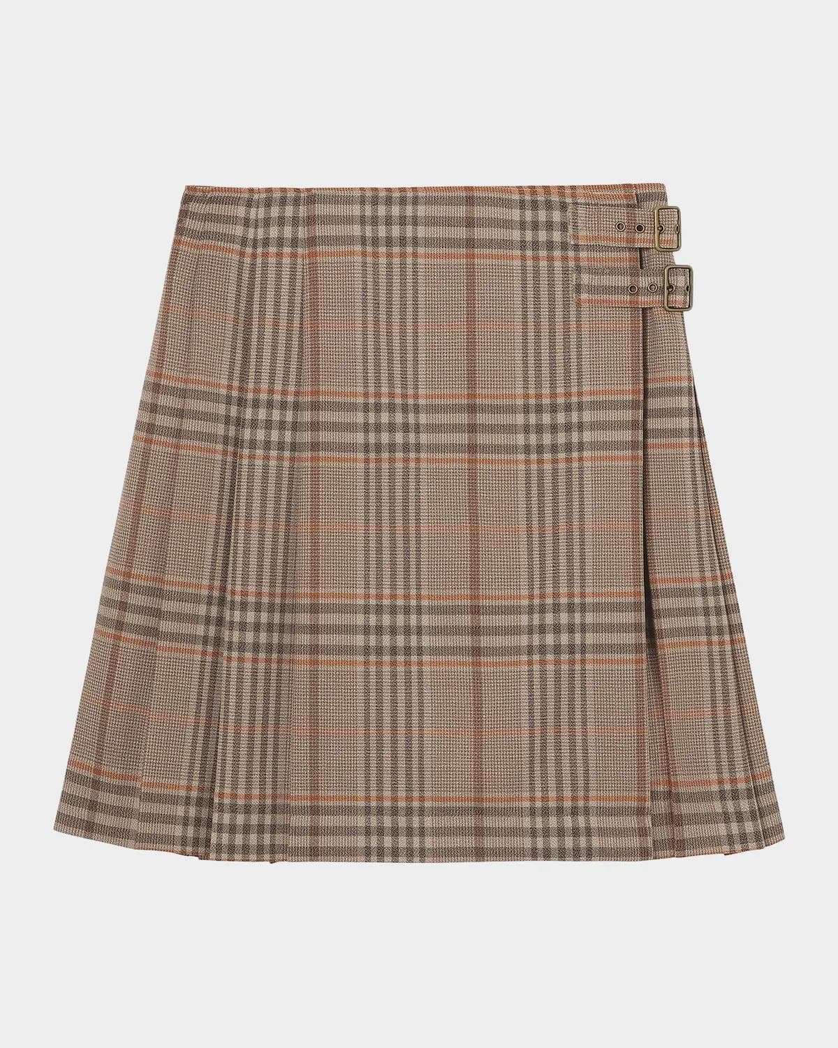 Burberry Odessa Check Wool Mini Skirt