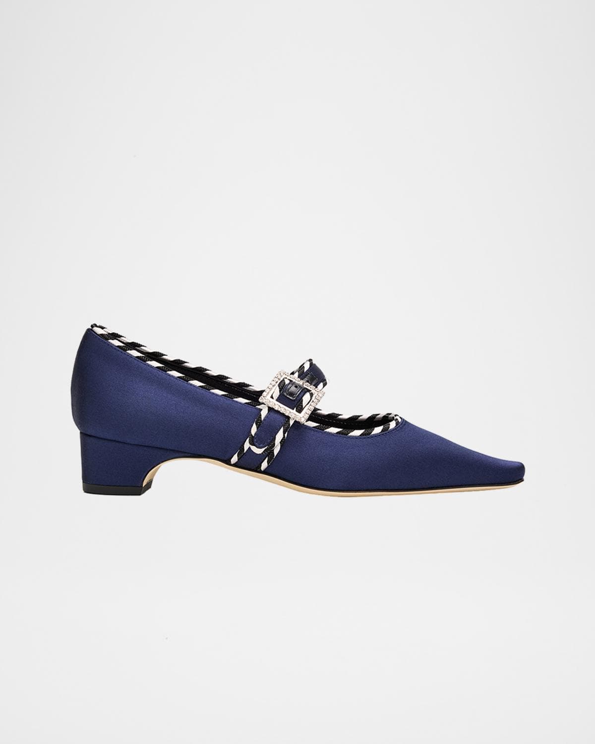 Manolo Blahnik 30mm Zaera Satin Mary Jane Pumps