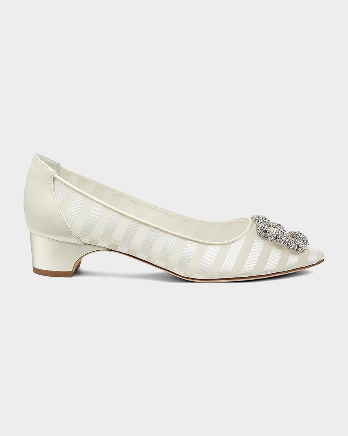 Manolo Blahnik 30mm Hangisilabar Striped Satin Pumps