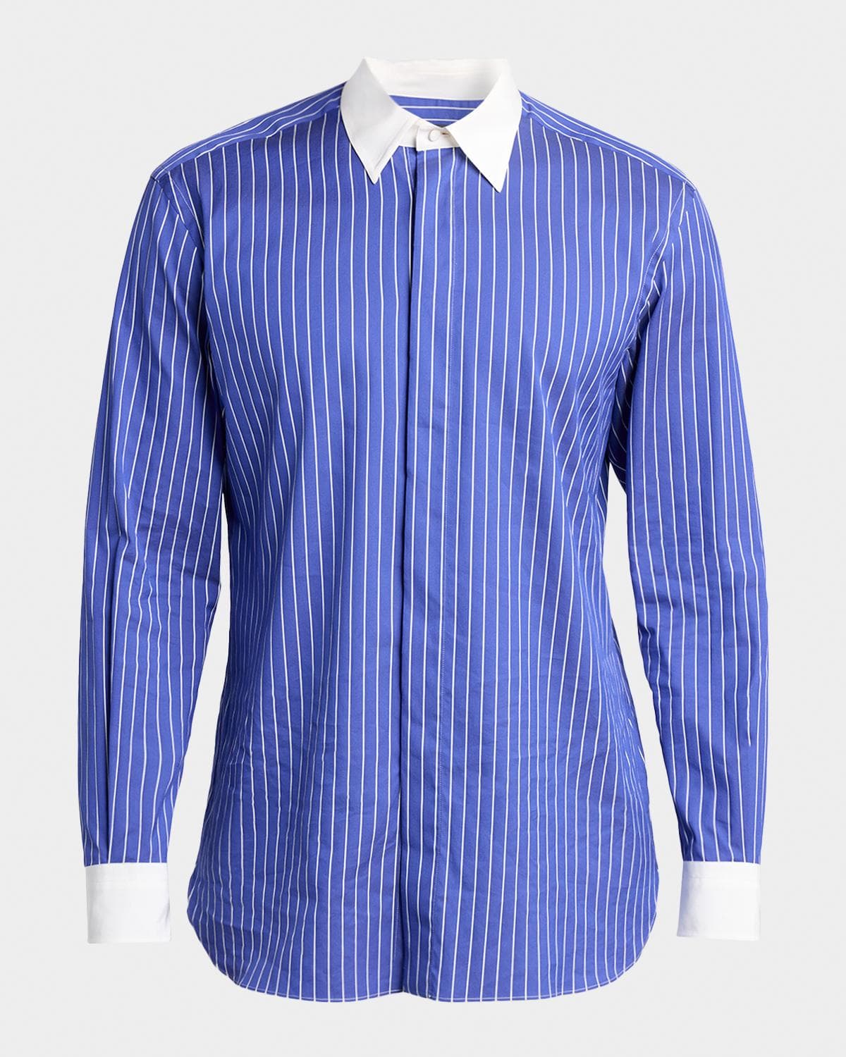 TOM FORD Men's Silk Pinstripe Contrast-Trim Dress Shirt