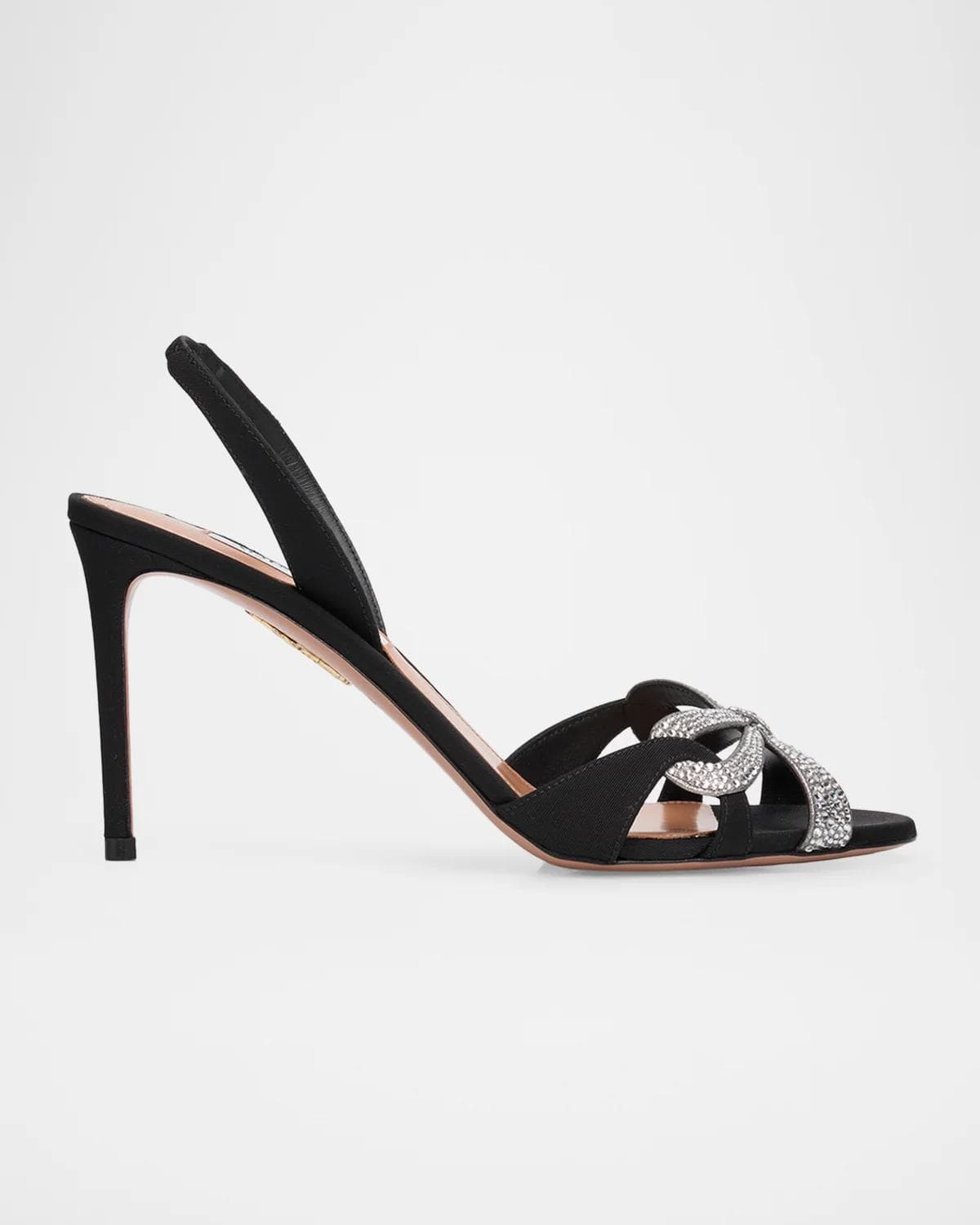 Aquazzura 85mm Crystal Ribbon Kiss Slingback Sandals
