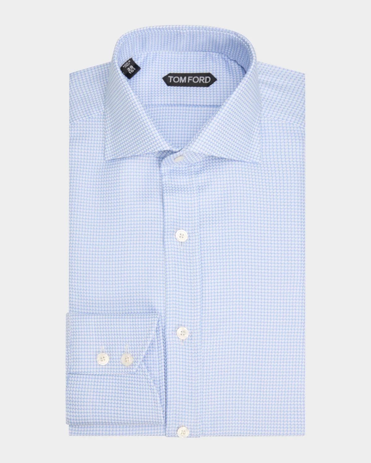 TOM FORD Men's Dogtooth Cotton Dress Shirt