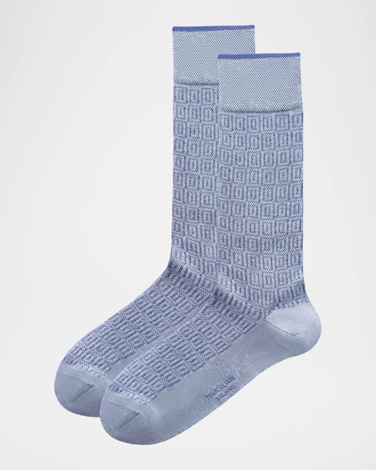 Marcoliani Men's Window Jacquard Crew Socks