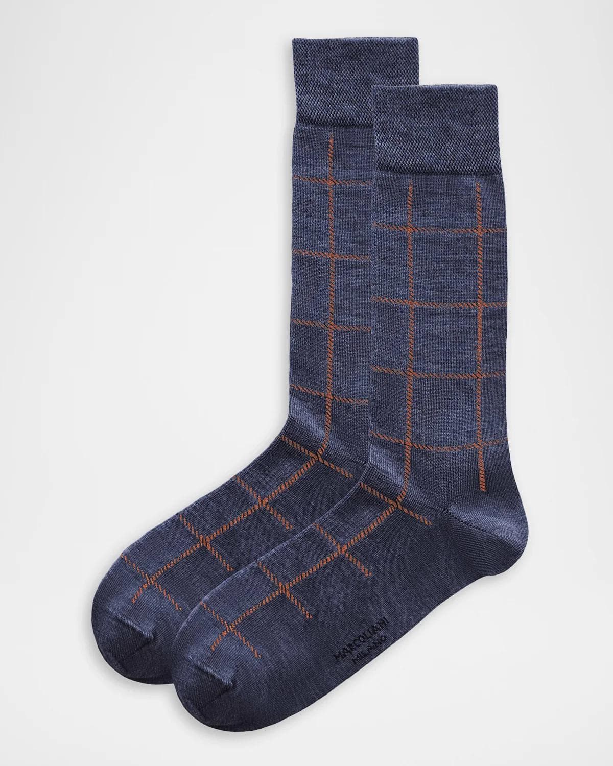 Marcoliani Men's Windowpane Crew Socks