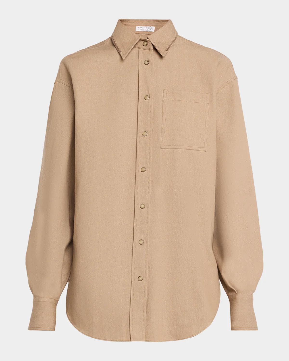 Brunello Cucinelli Sparkle Monili Twill Button-Down Shirt