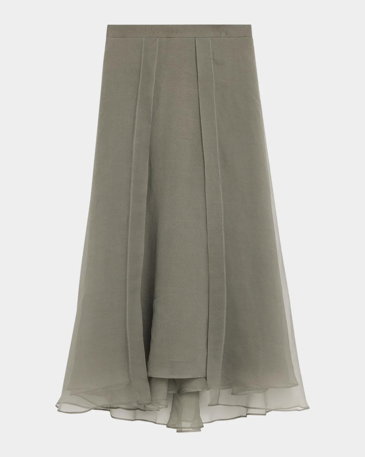 Brunello Cucinelli Layered Crispy Silk Maxi Circle Skirt
