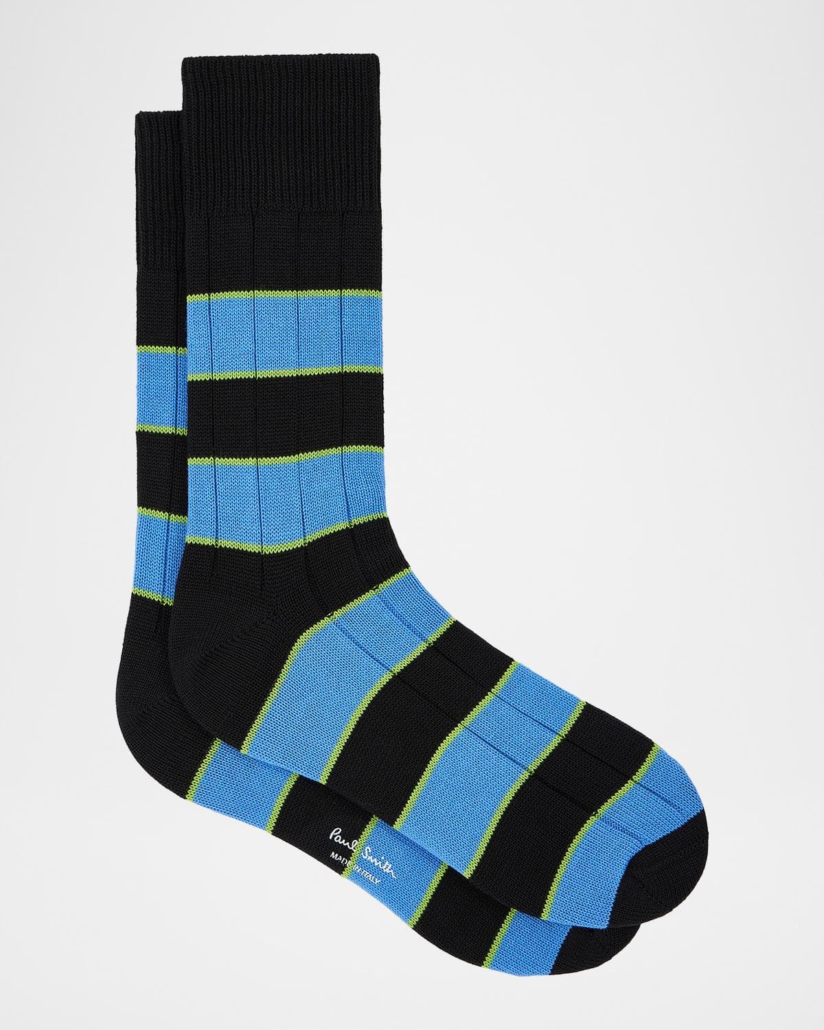 Paul Smith Men's Kennedy Contrast-Stripe Crew Socks