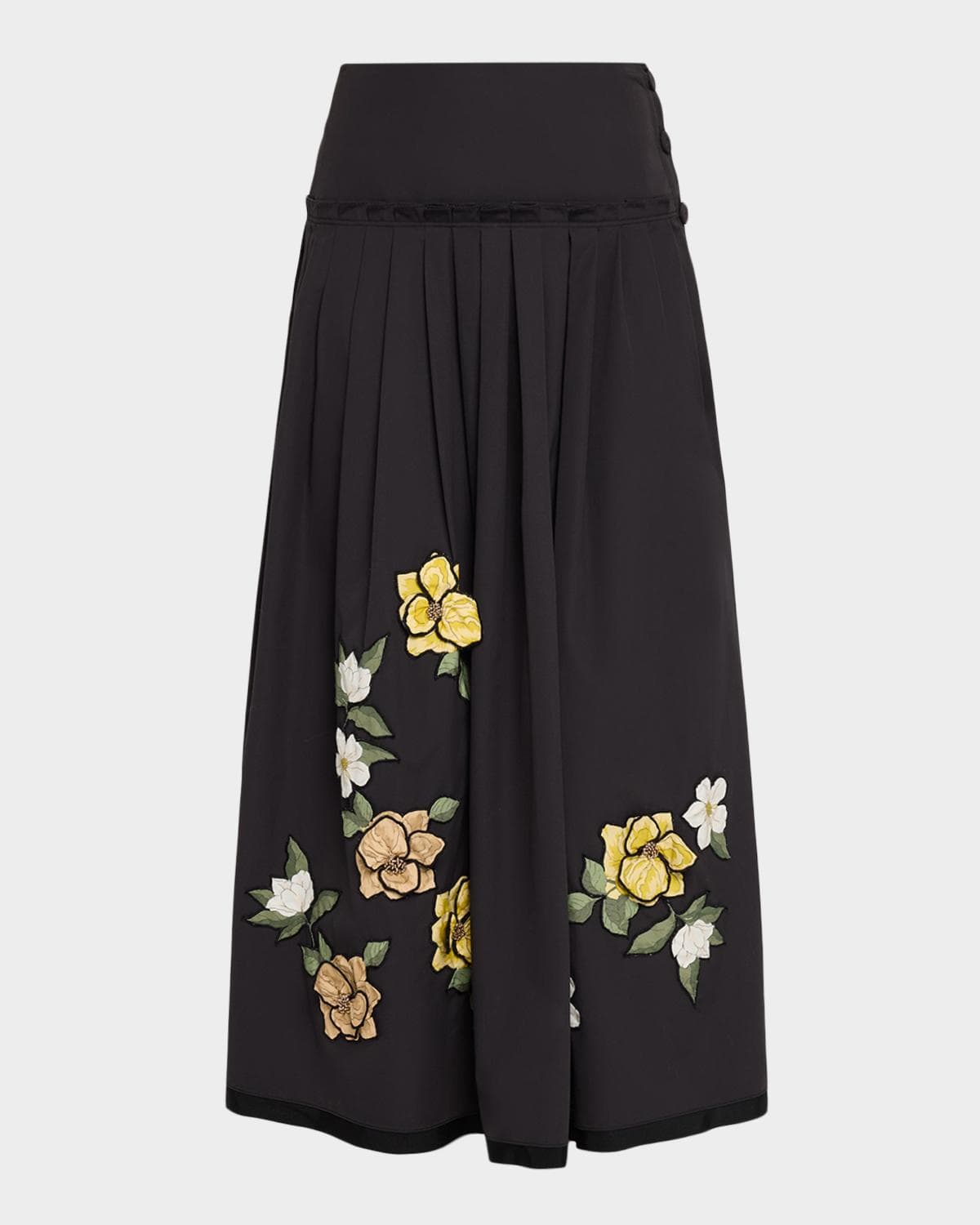 Ungaro Lindsey Pleated Floral Applique Midi Skirt