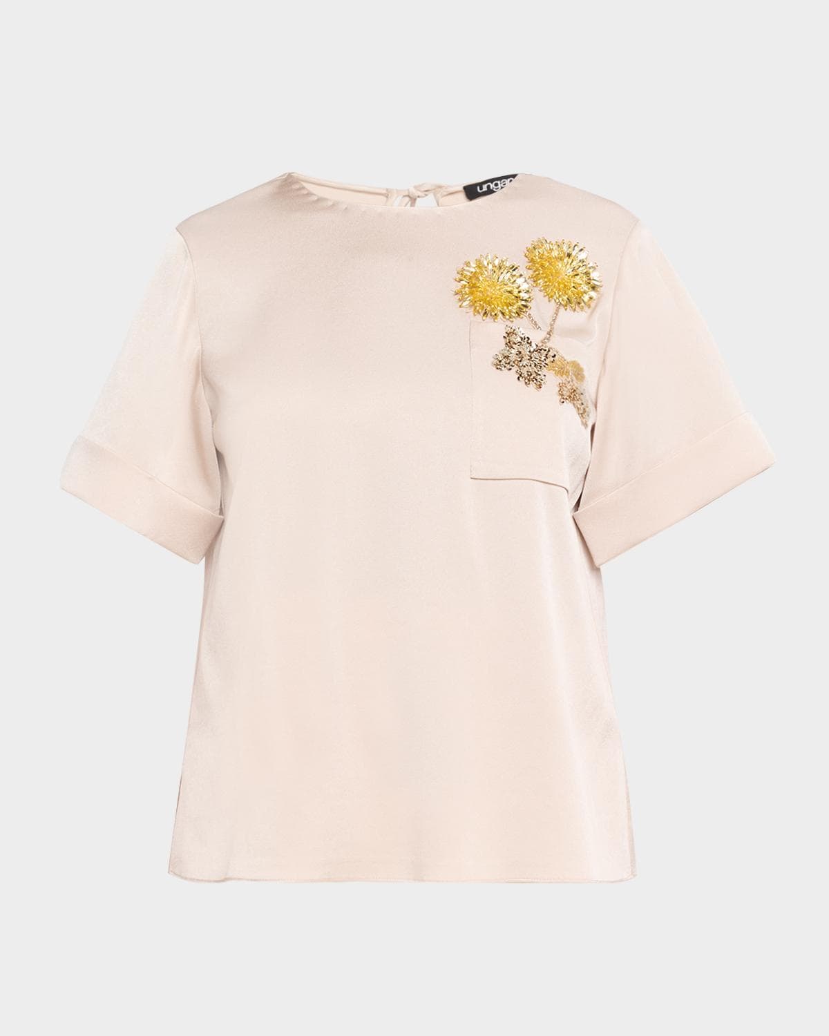 Ungaro Amina Crystal Floral Crewneck Blouse