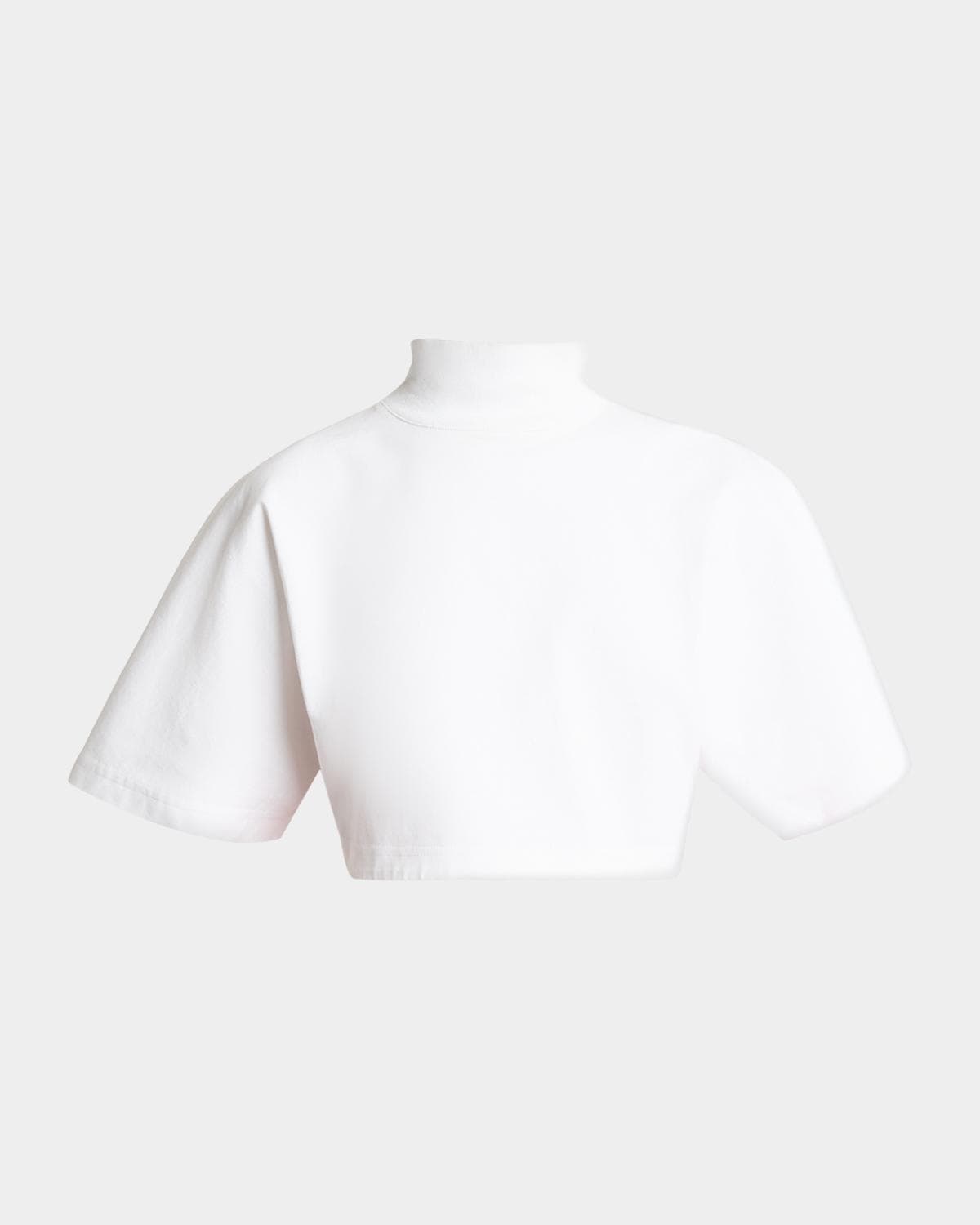 ALAÏA Turtleneck Short-Sleeve Crop T-Shirt