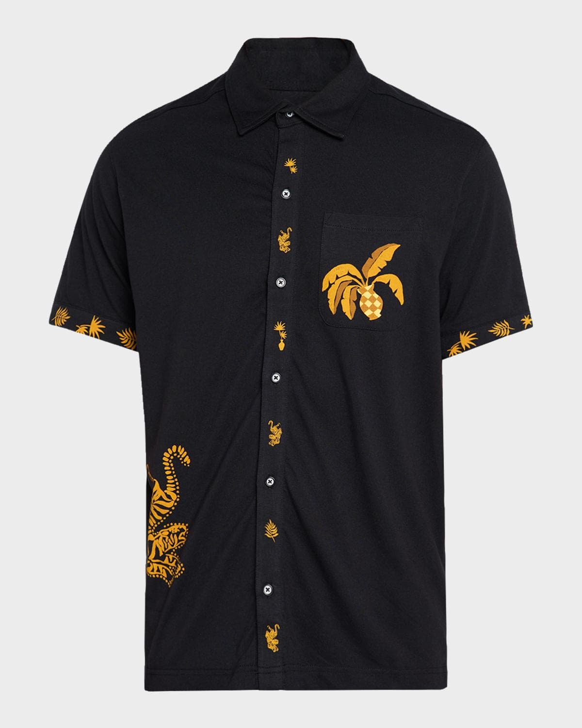 Robert Graham Men's Golden Jungle Motif Cotton Short-Sleeve Shirt