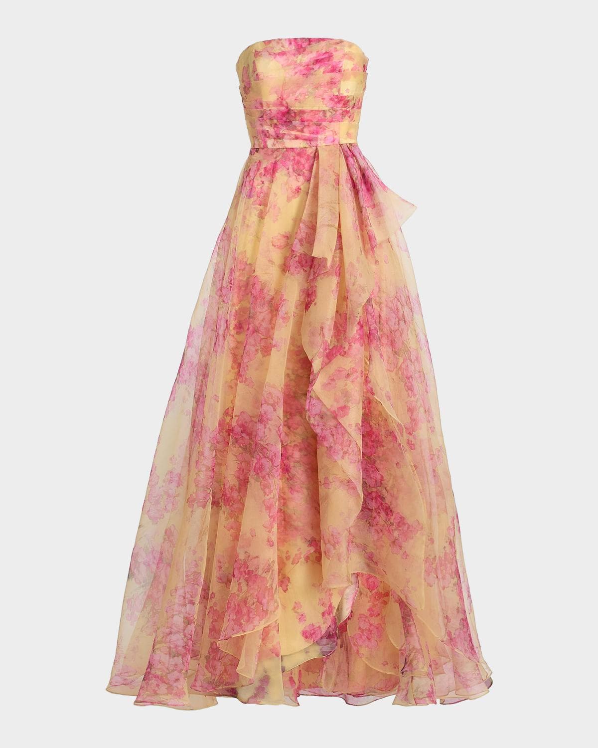 Theia Fahreta Sakura Mist Organza Strapless Gown