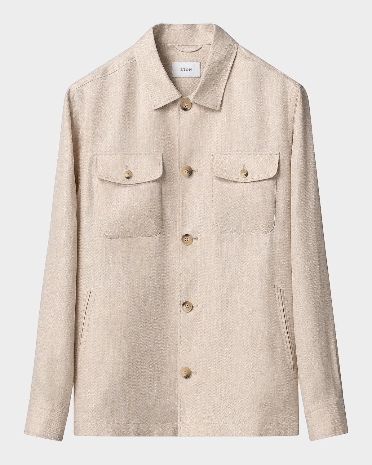 Eton Men's Herringbone Linen-Blend Shirt Jacket