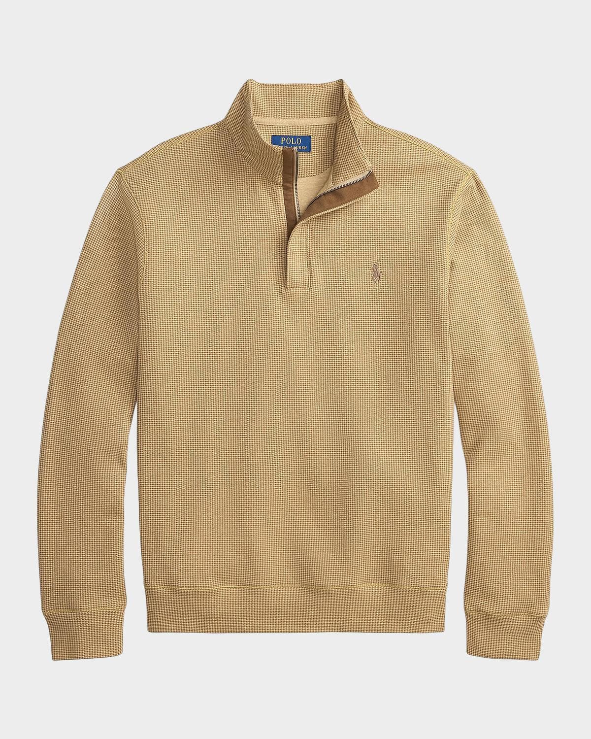 Polo Ralph Lauren Men's Hounstooth Cotton-Blend Half-Zip Sweater