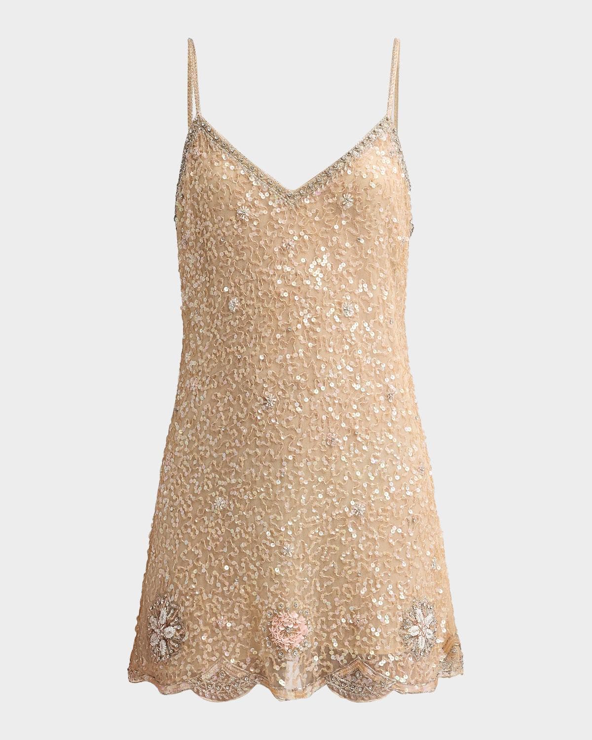 LoveShackFancy Lyrica Embellished A-Line Mini Dress