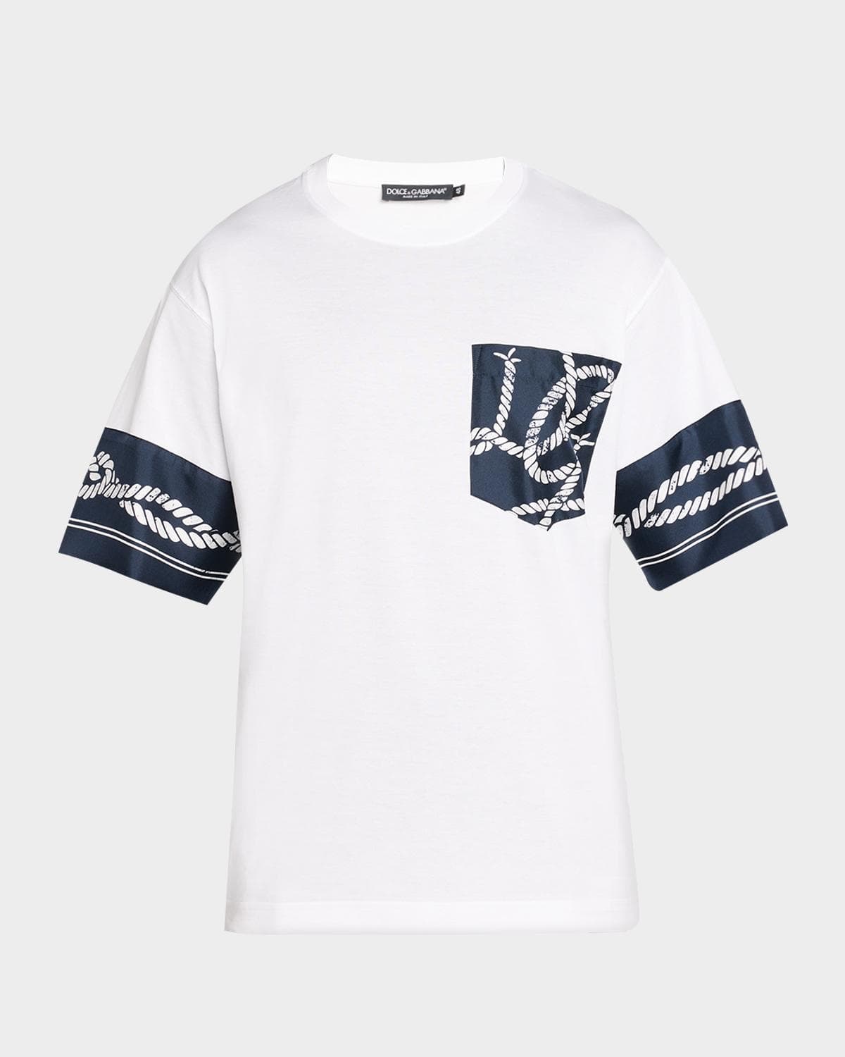 Dolce & Gabbana Men's Cotton T-Shirt with Silk Marina-Trim
