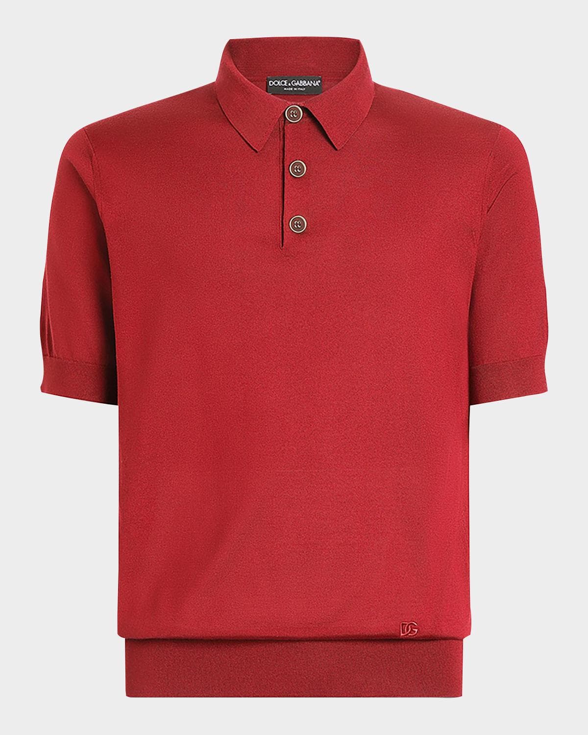 Dolce & Gabbana Men's Silk Knit Short-Sleeve Polo Sweater