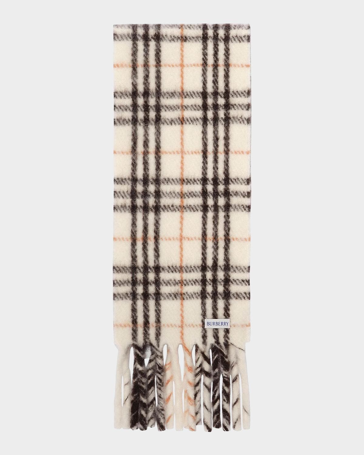 Burberry Men's Check Fringed Alpaca-Wool Scarf