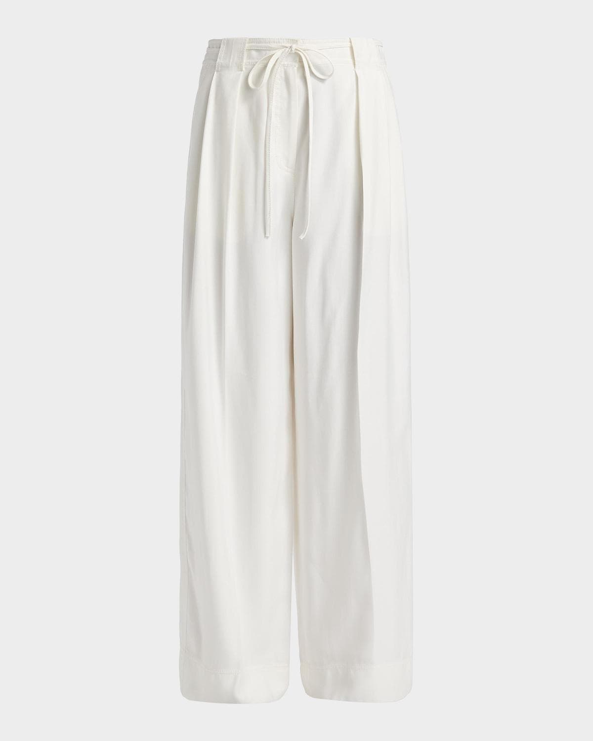 Derek Lam 10 Crosby Archer Twill Wide-Leg Self-Belt Pants