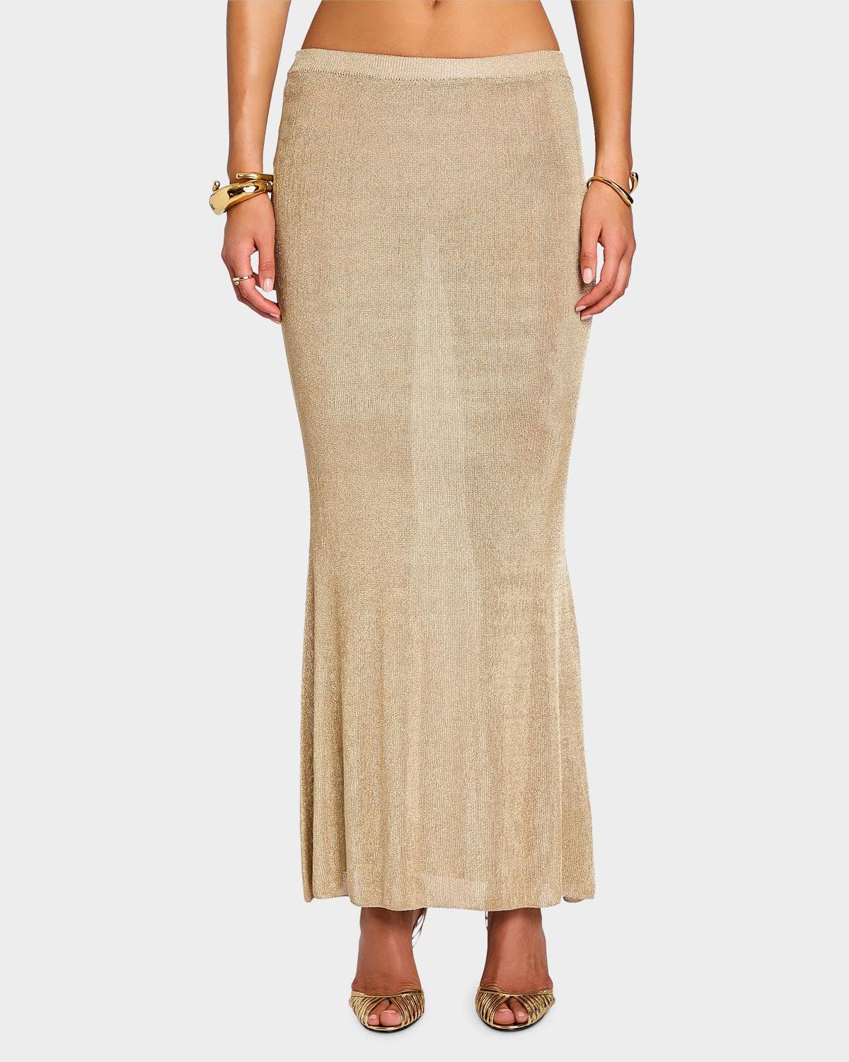 SEROYA Harmony Metallic Knit Maxi Skirt