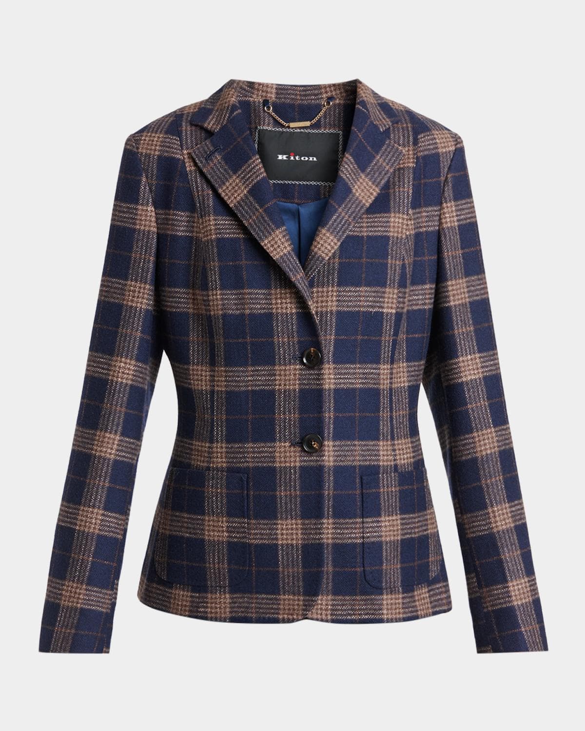 Kiton Plaid Single-Breasted Blazer