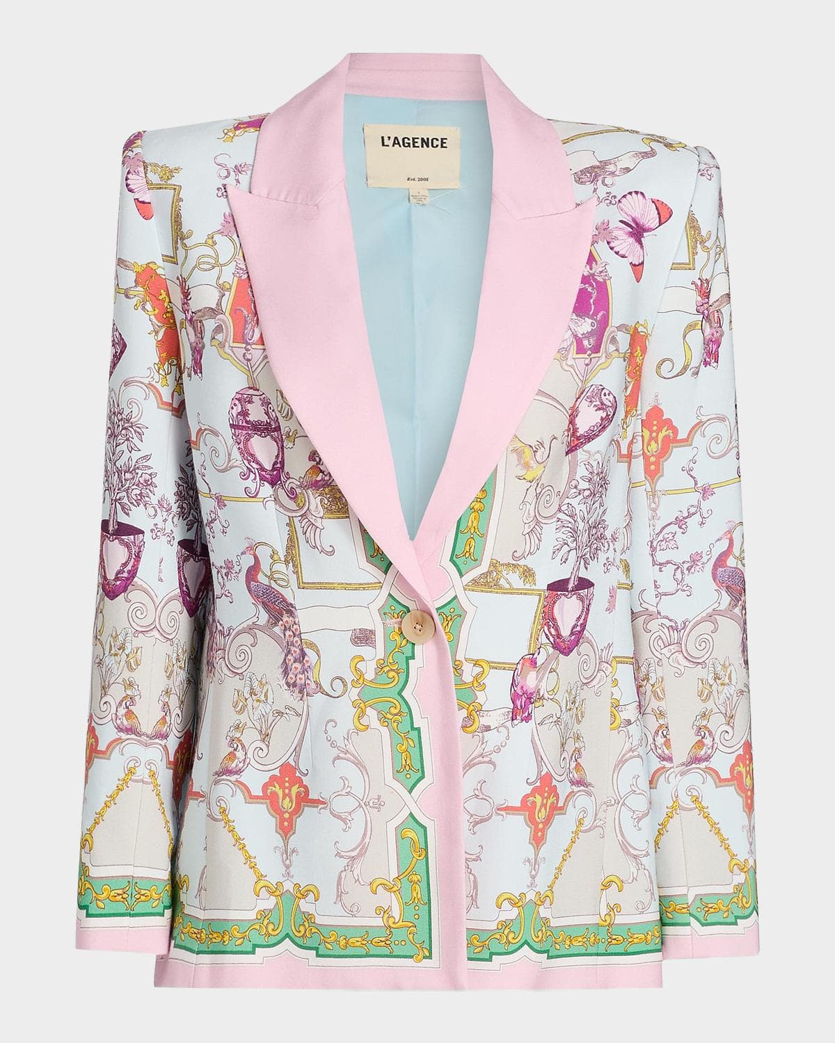 L 'AGENCE Gweny Scarf-Print Relaxed Blazer