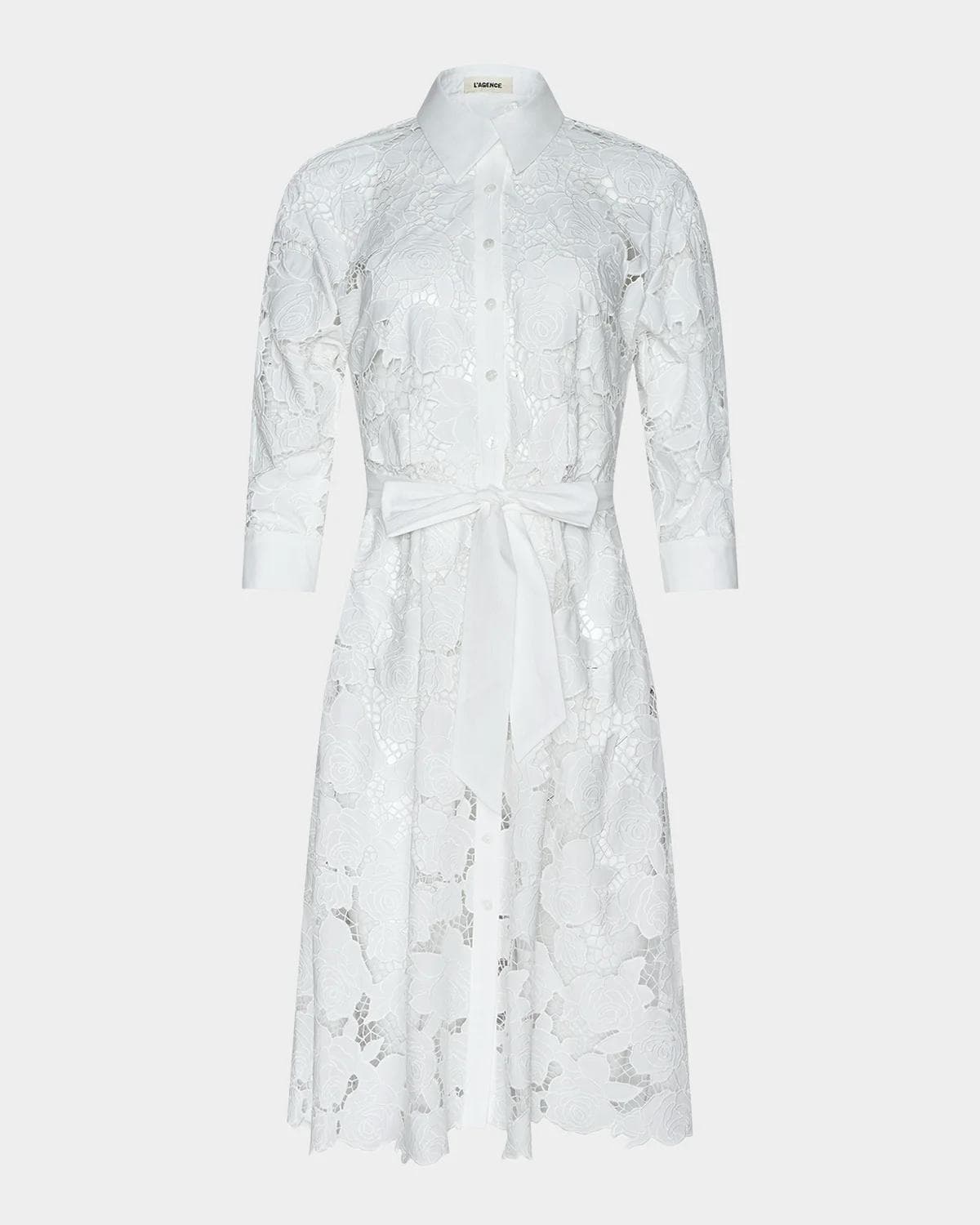 L 'AGENCE May Eyelet Lace Midi Shirtdress