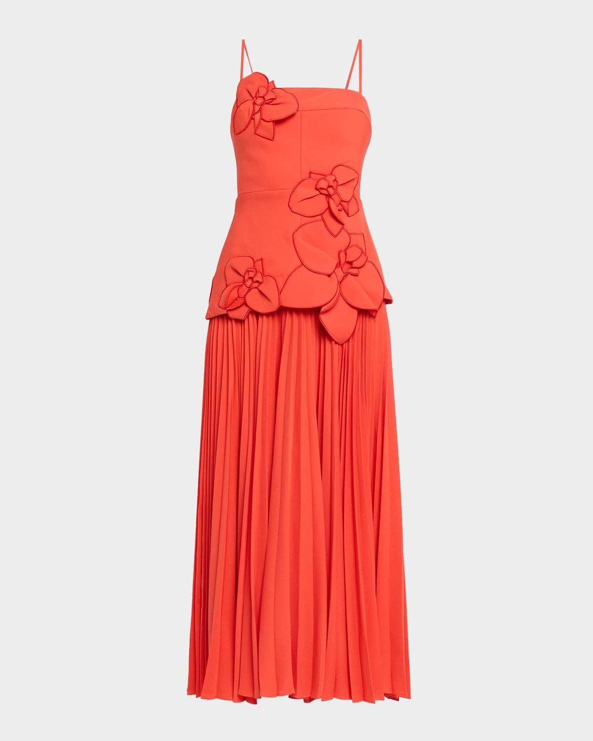 Acler Forever Young Avision Floral Appliqué Pleated Maxi Dress