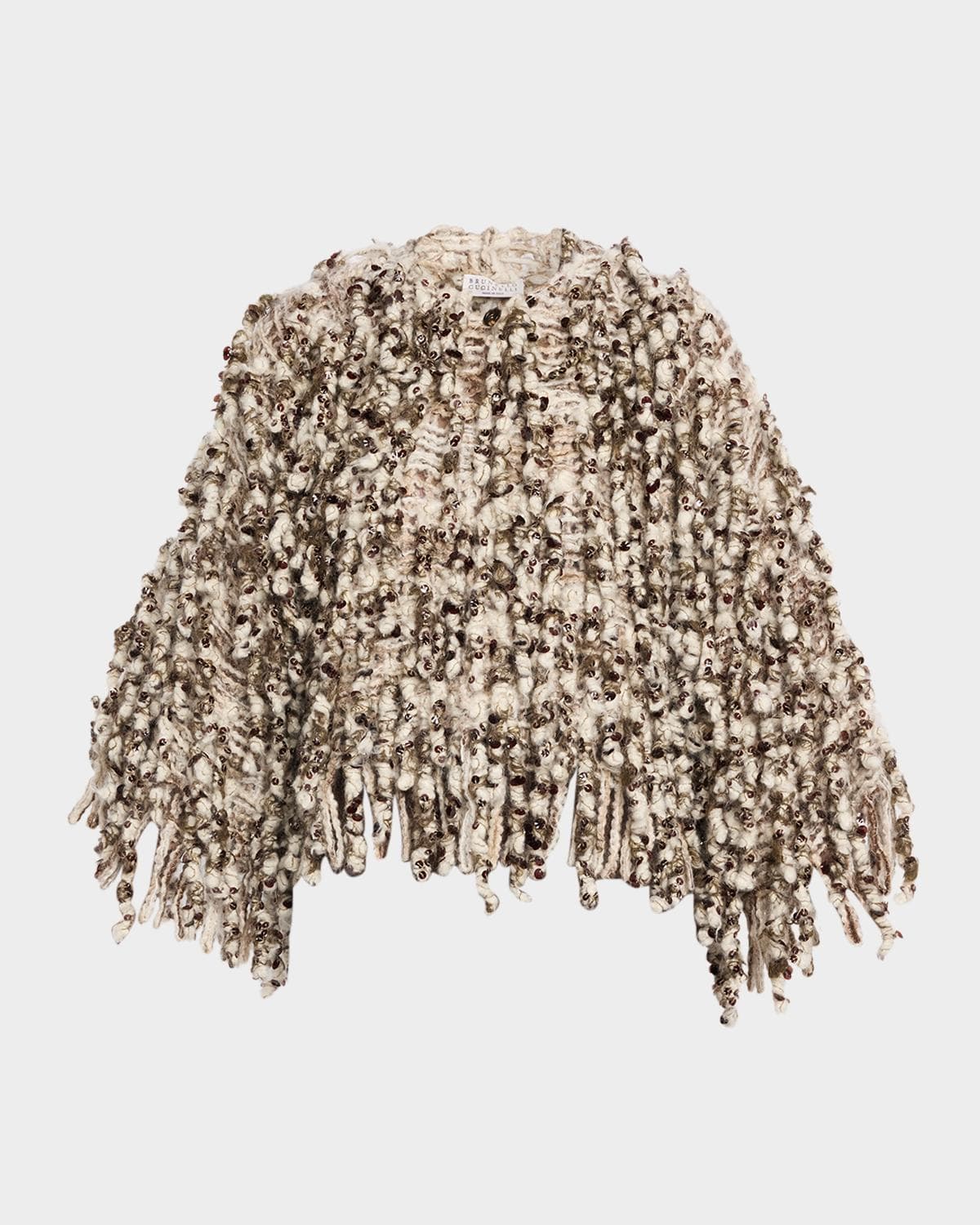 Brunello Cucinelli Embellished Curly Mohair Cape