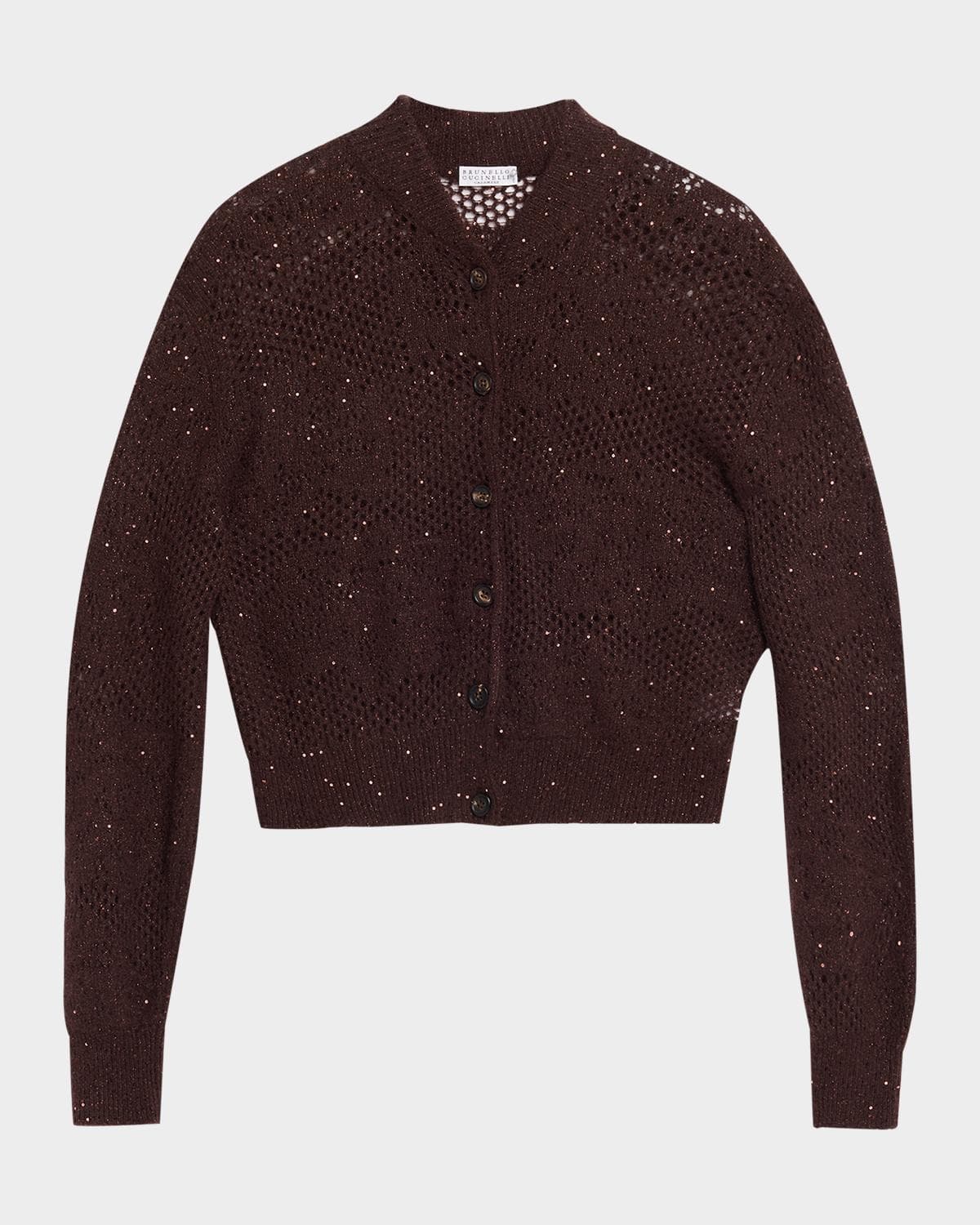 Brunello Cucinelli Glam-Knit Paillette Mesh Cardigan