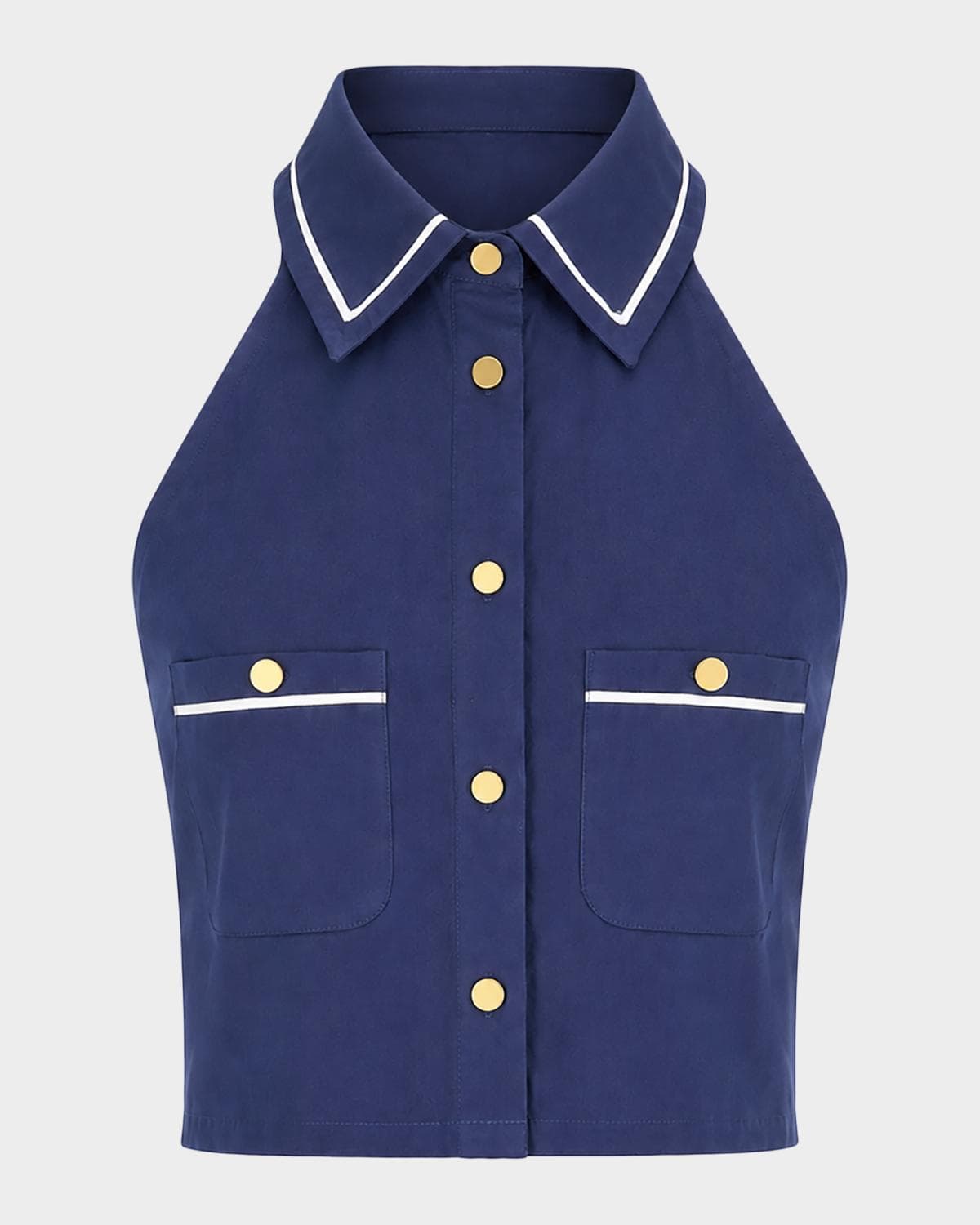 SEROYA Yumi Button-Front Crop Top