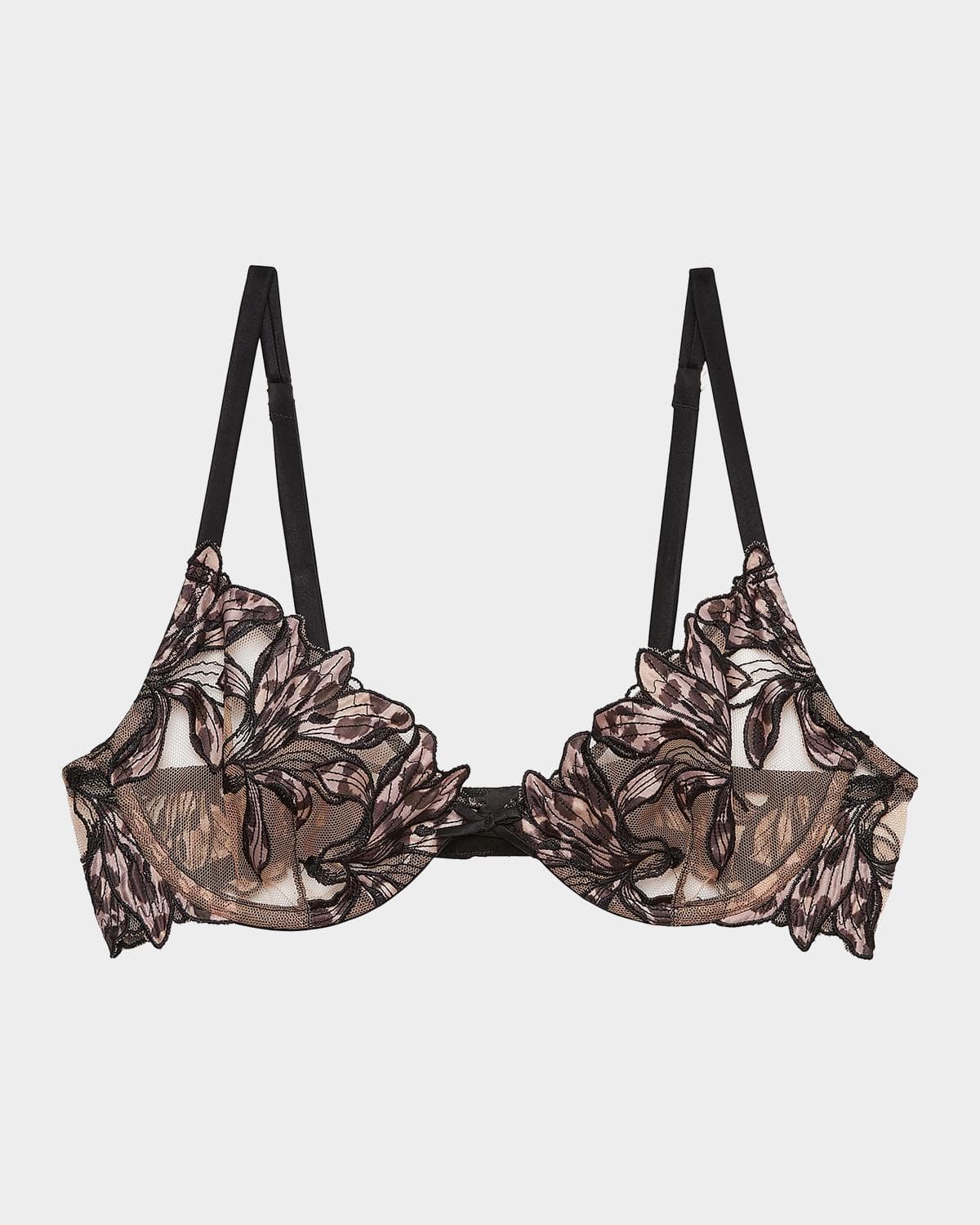 Fleur Du Mal Lily Embroidered Demi Bra