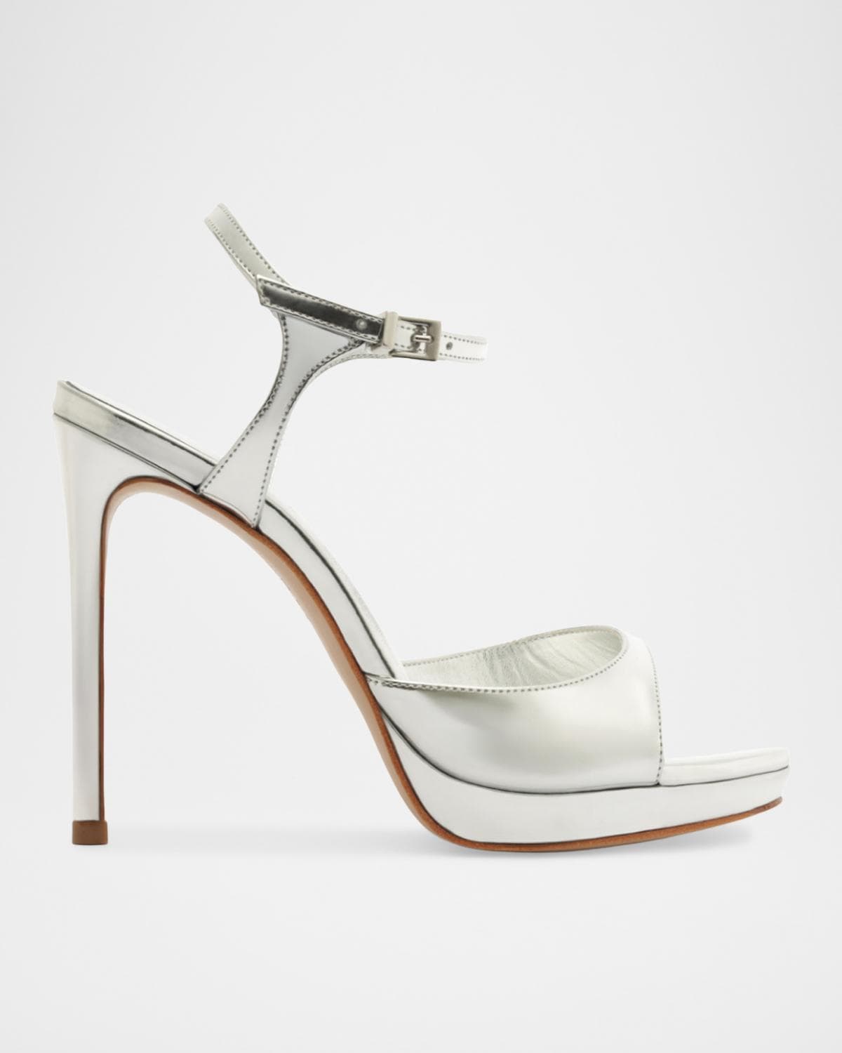 Schutz 115mm Scarlett Metallic Leather Platform Sandals