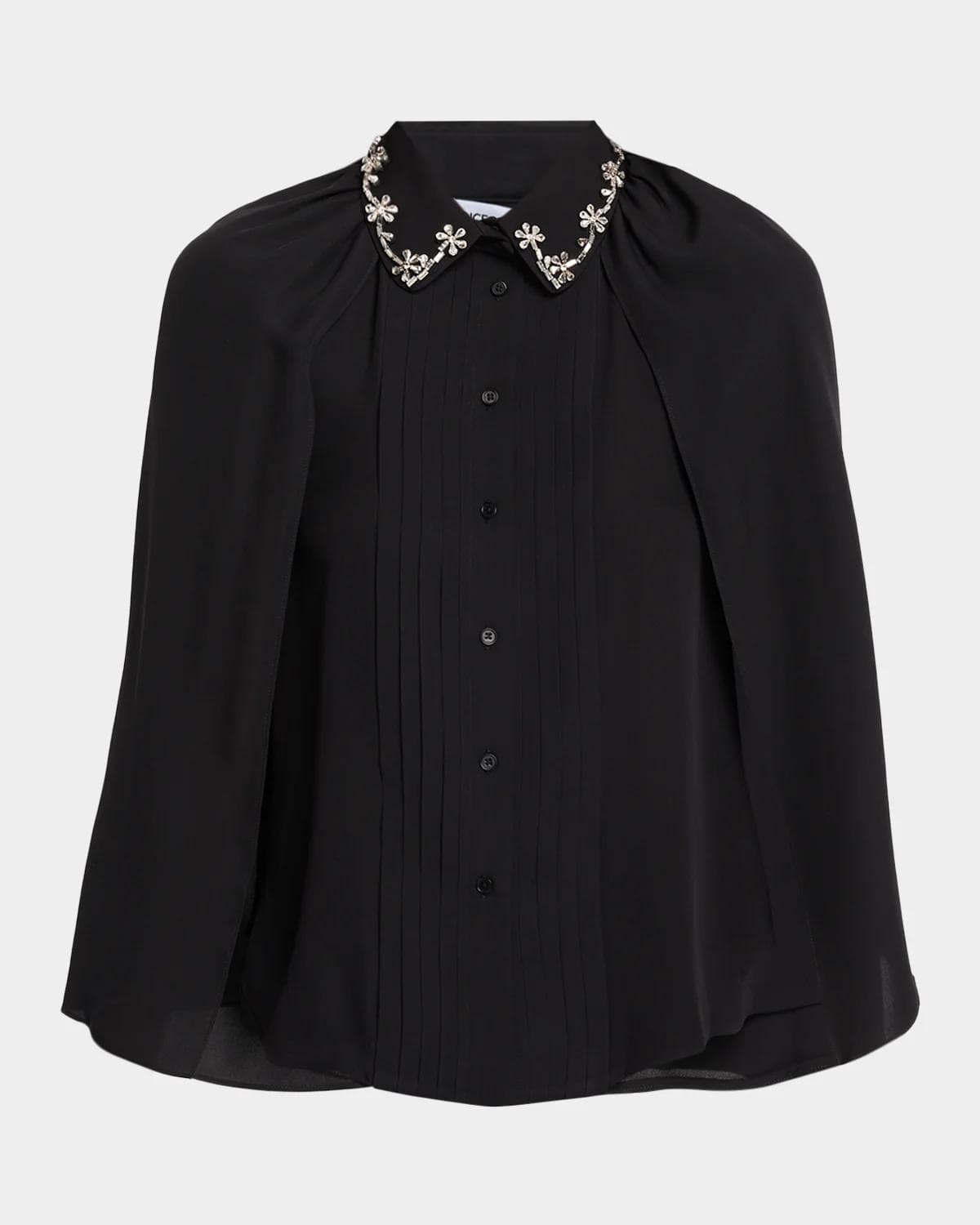 Dice Kayek Embellished-Collar Pleated Silk Cape Shirt