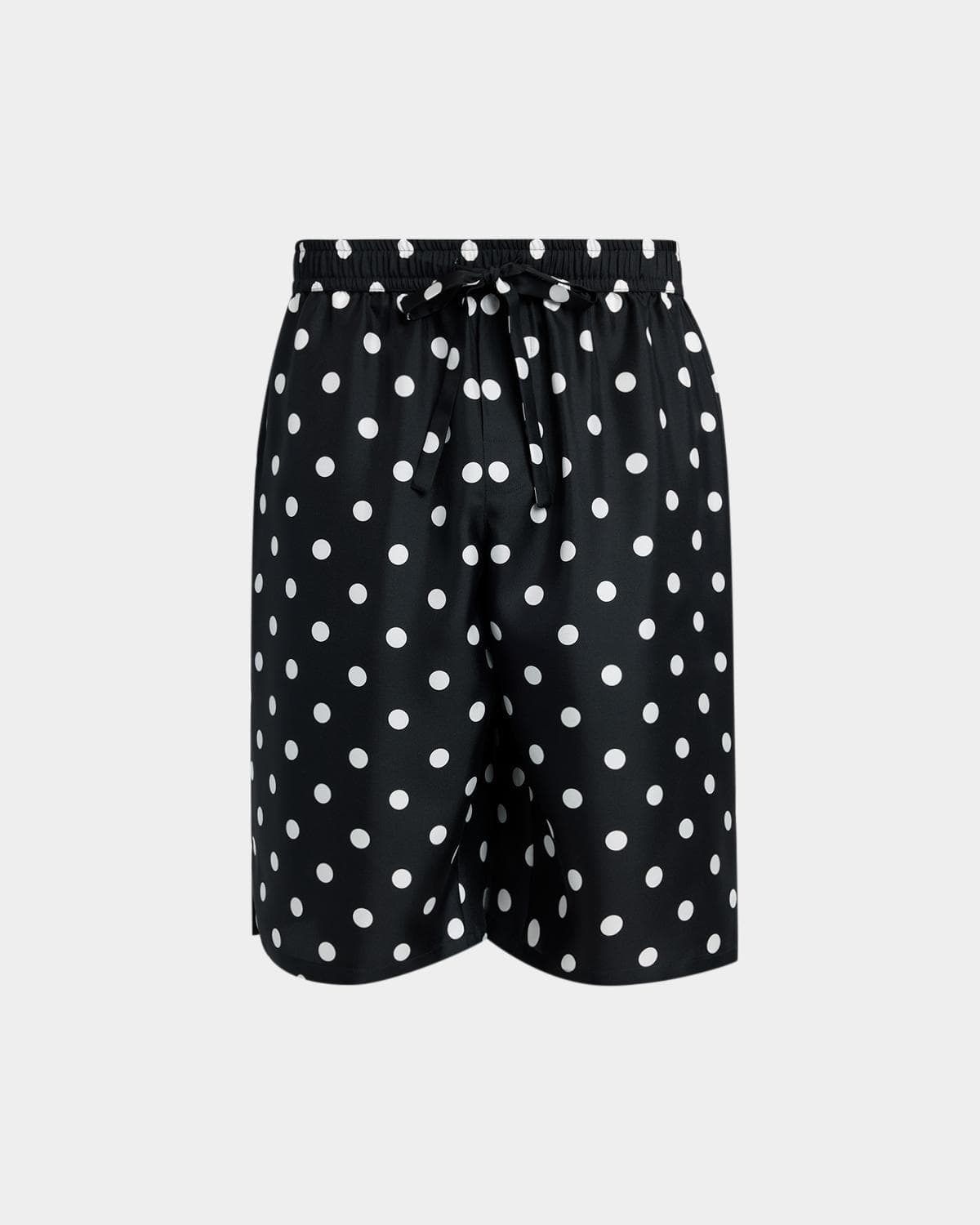 Dolce & Gabbana Men's Silk Twill Polka Dot Monogram Drawstring Shorts