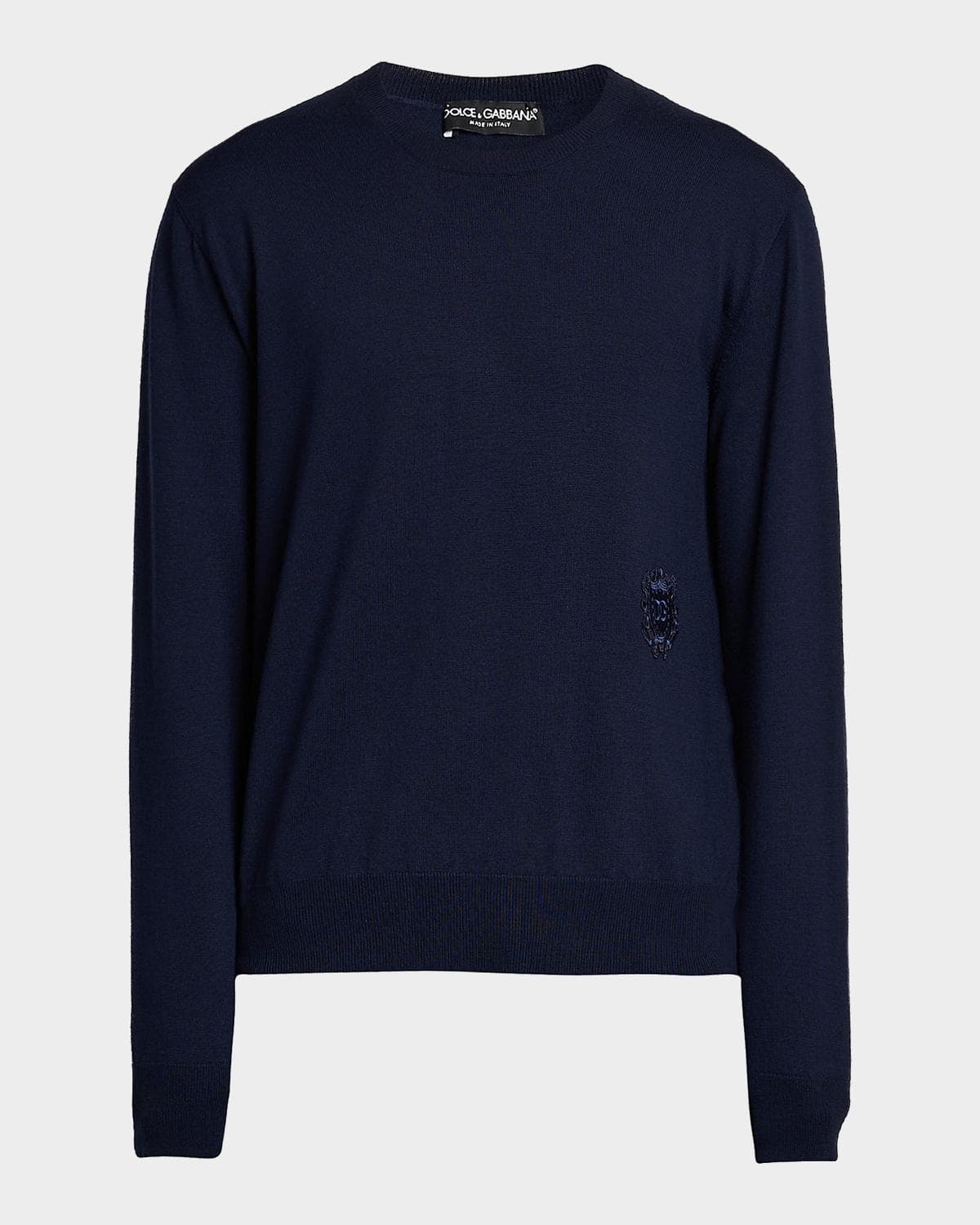 Dolce & Gabbana Men's Wool Logo Crest Crewneck Sweater