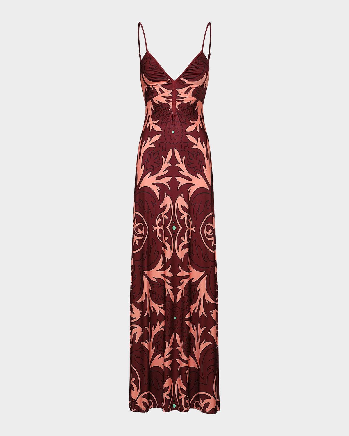Johanna Ortiz Nuestra Tierra Ruched V-Neck Sleeveless Maxi Dress