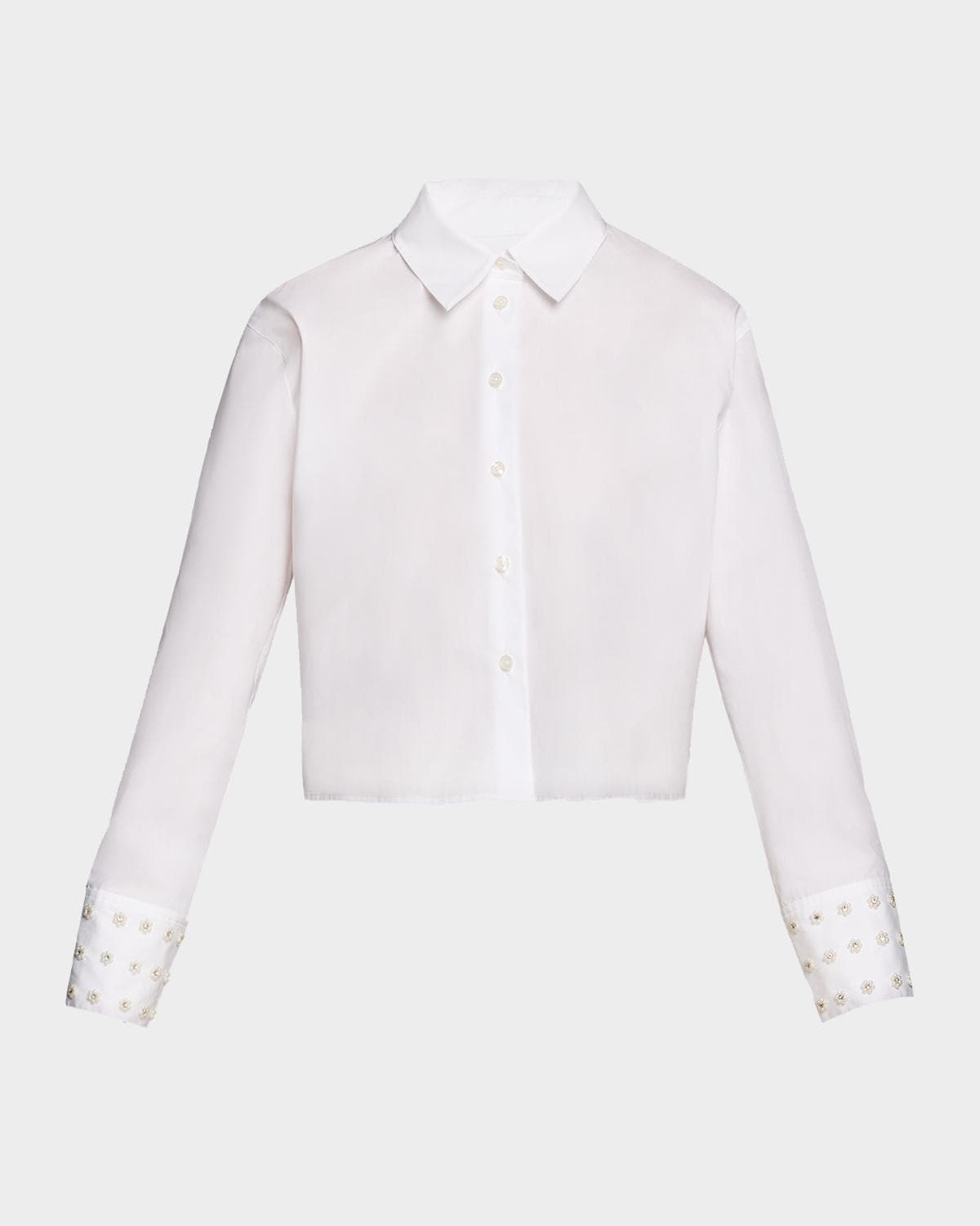 Tanya Taylor Largaux Beaded Button-Front Top