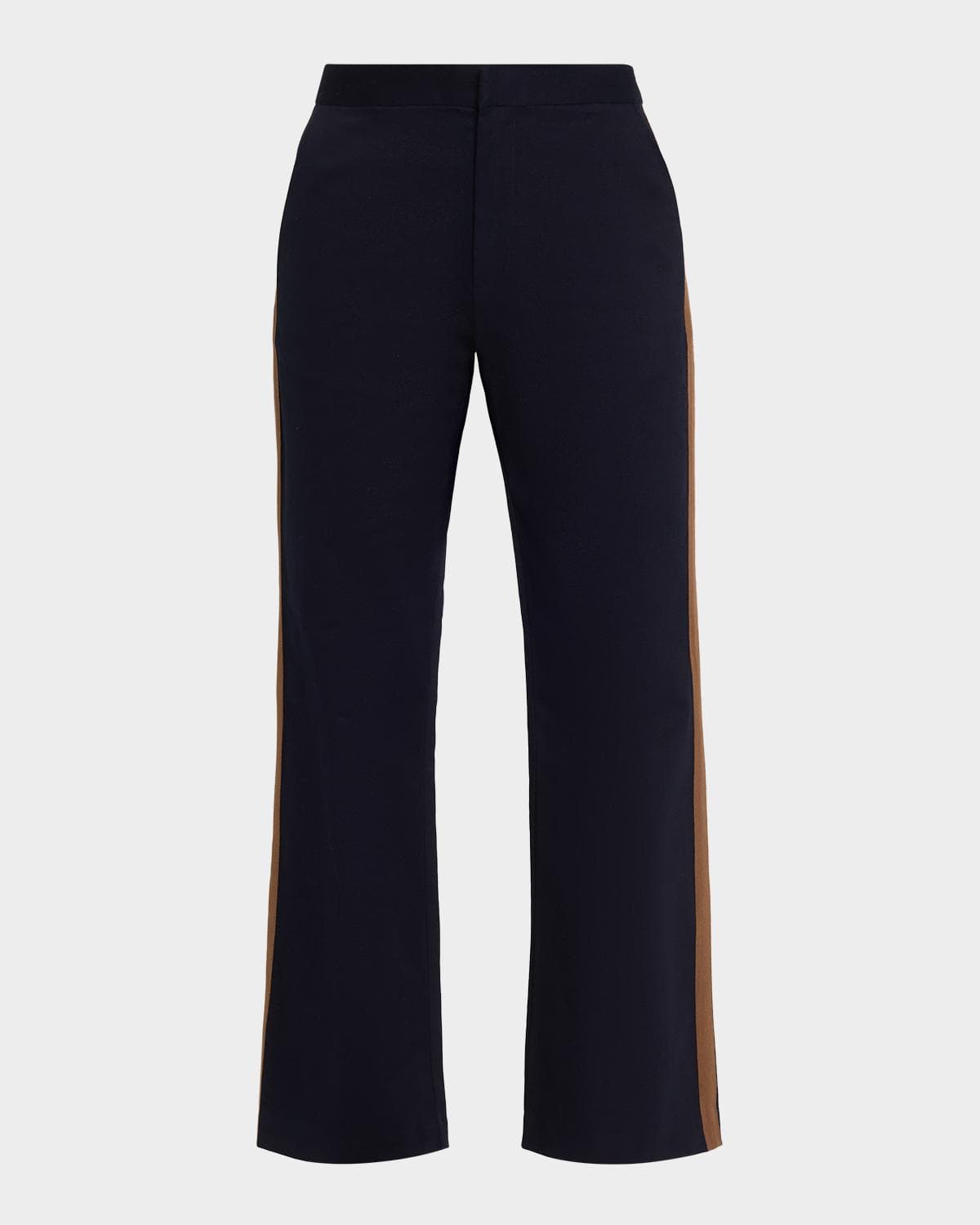Cynthia Rowley Grosgrain-Trim Cotton Flare Pants