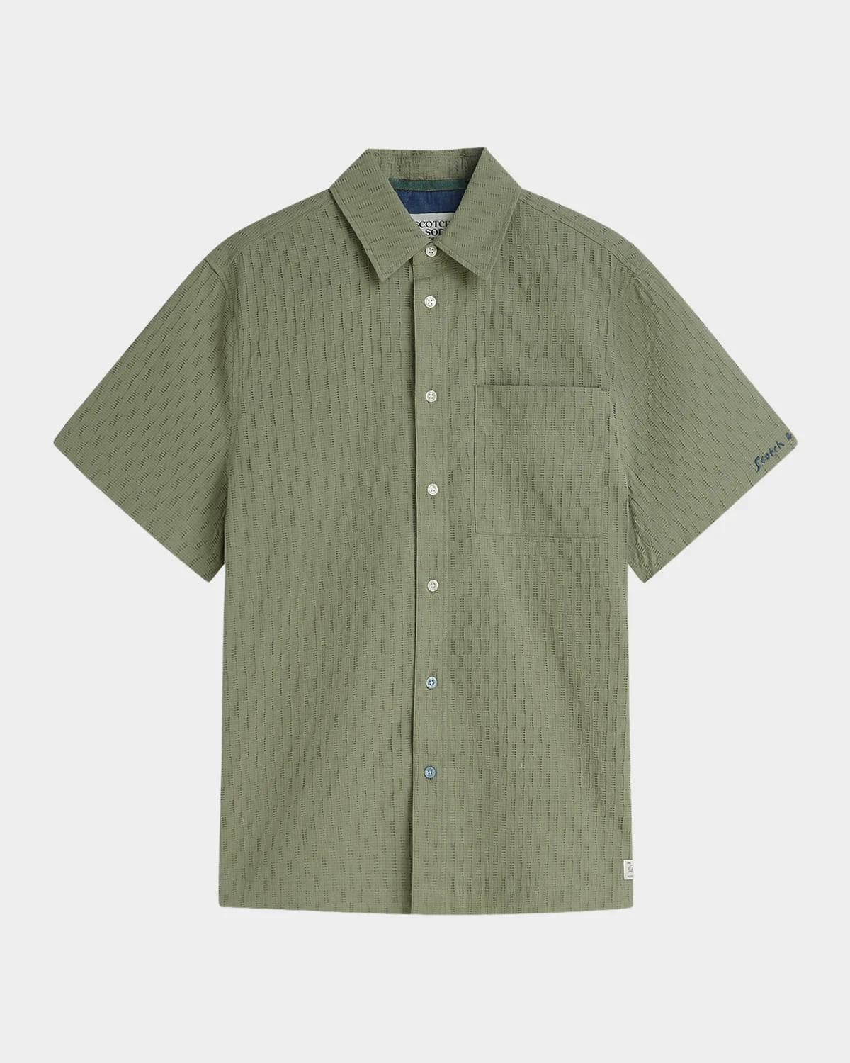 Scotch & Soda Men's Jacquard Seersucker Short-Sleeve Shirt