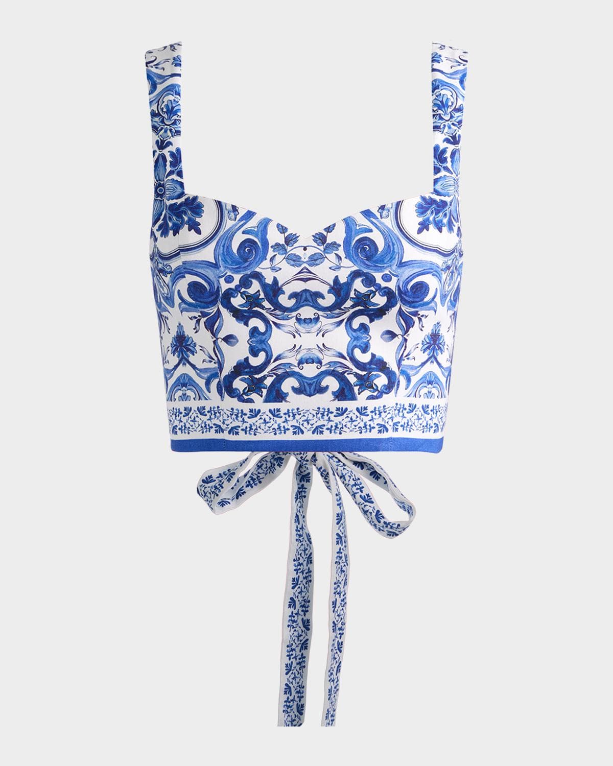 ALICE + OLIVIA Miriam Printed Linen Crop Top